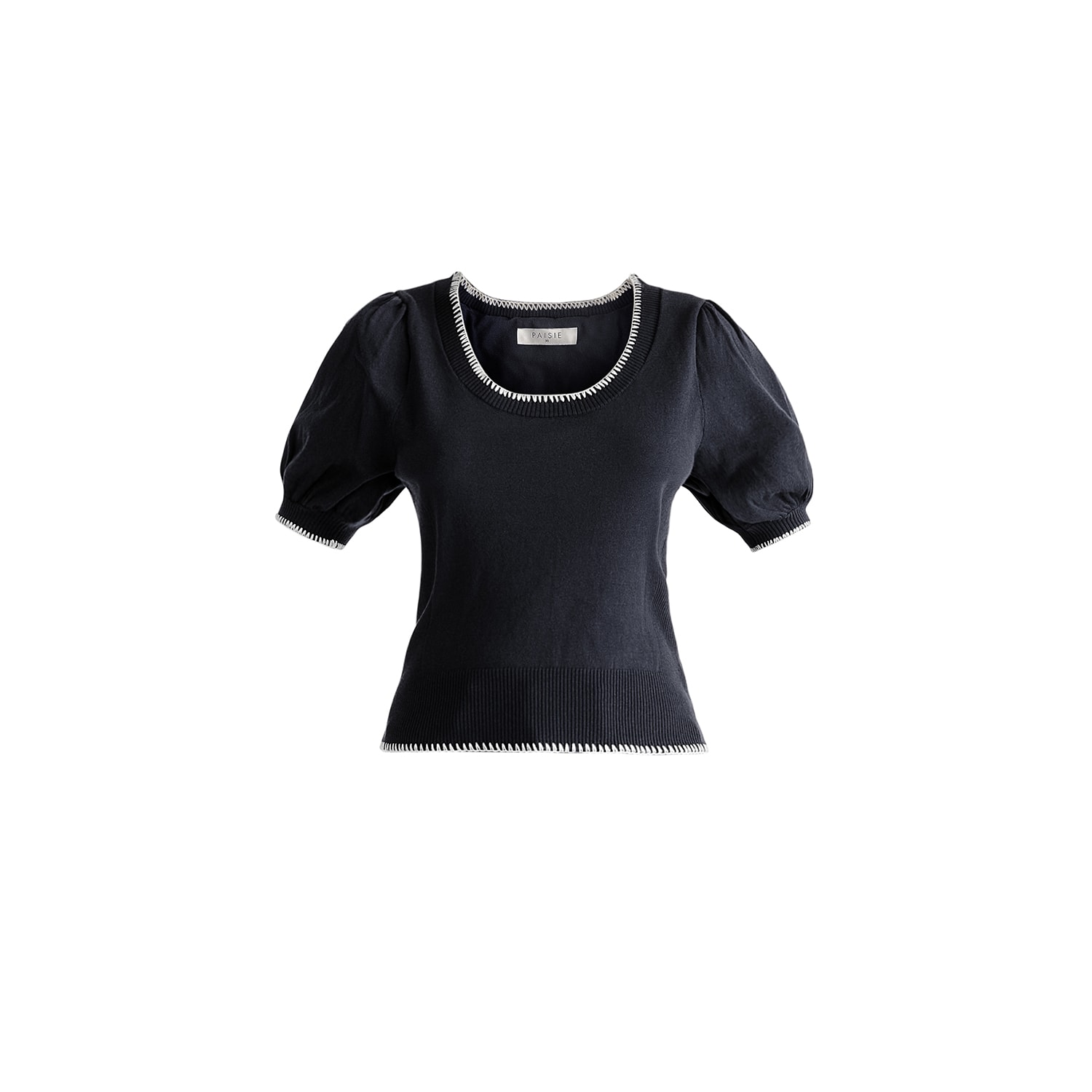 Women’s Contrast Whipstitch Top In Black & White Small Paisie