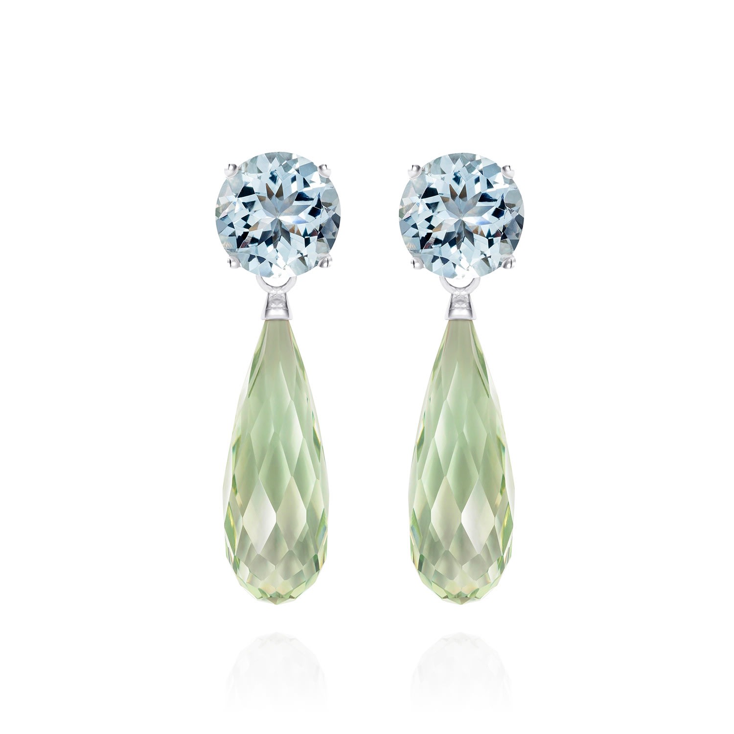 Women’s Silver / Blue / Green Green Amethyst & Aquamarine Drop Earrings Augustine Jewels