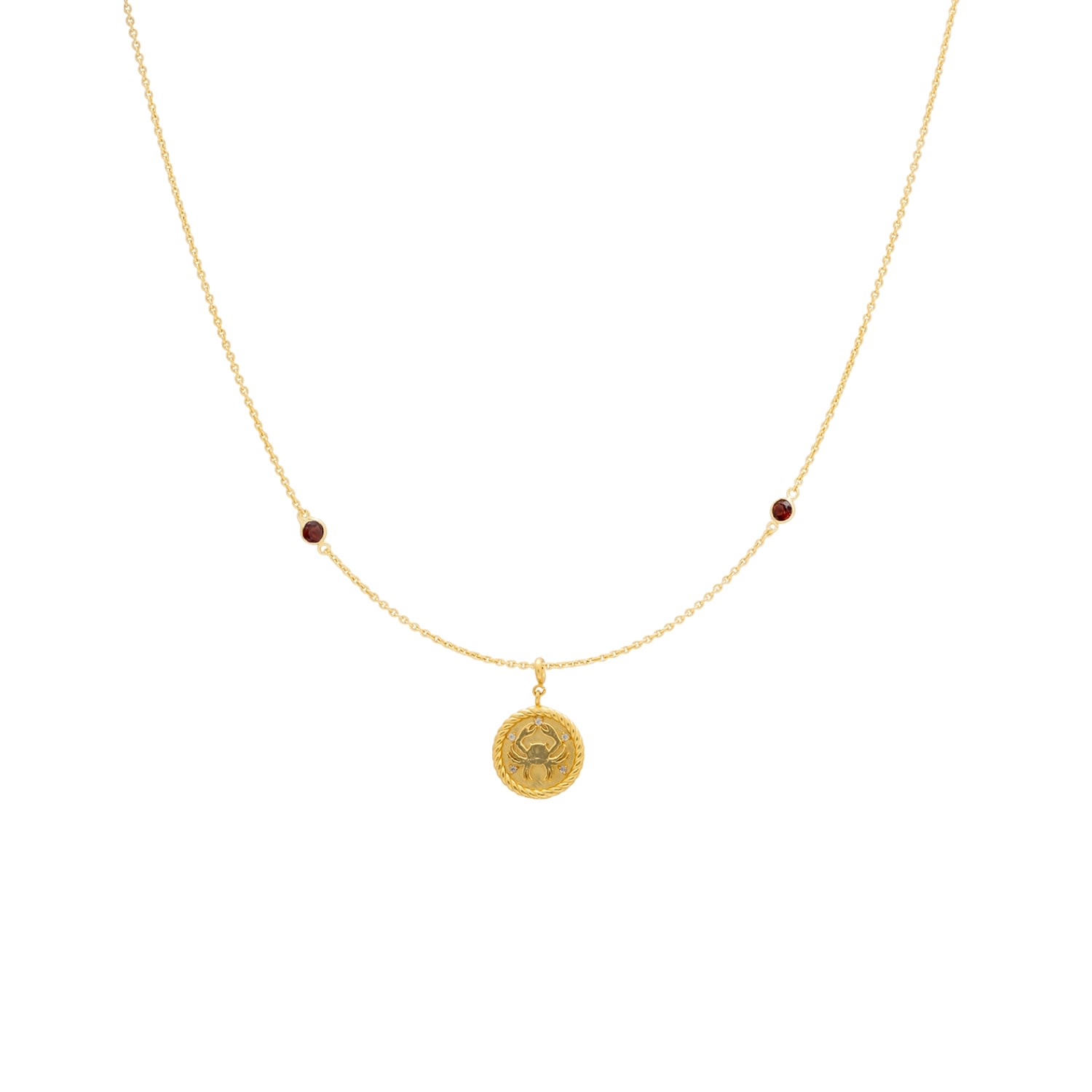 Lavani Jewels Women's Gold / Red Zodiac Horoscope Sign Cancer Medal Necklace Gold In Multi
