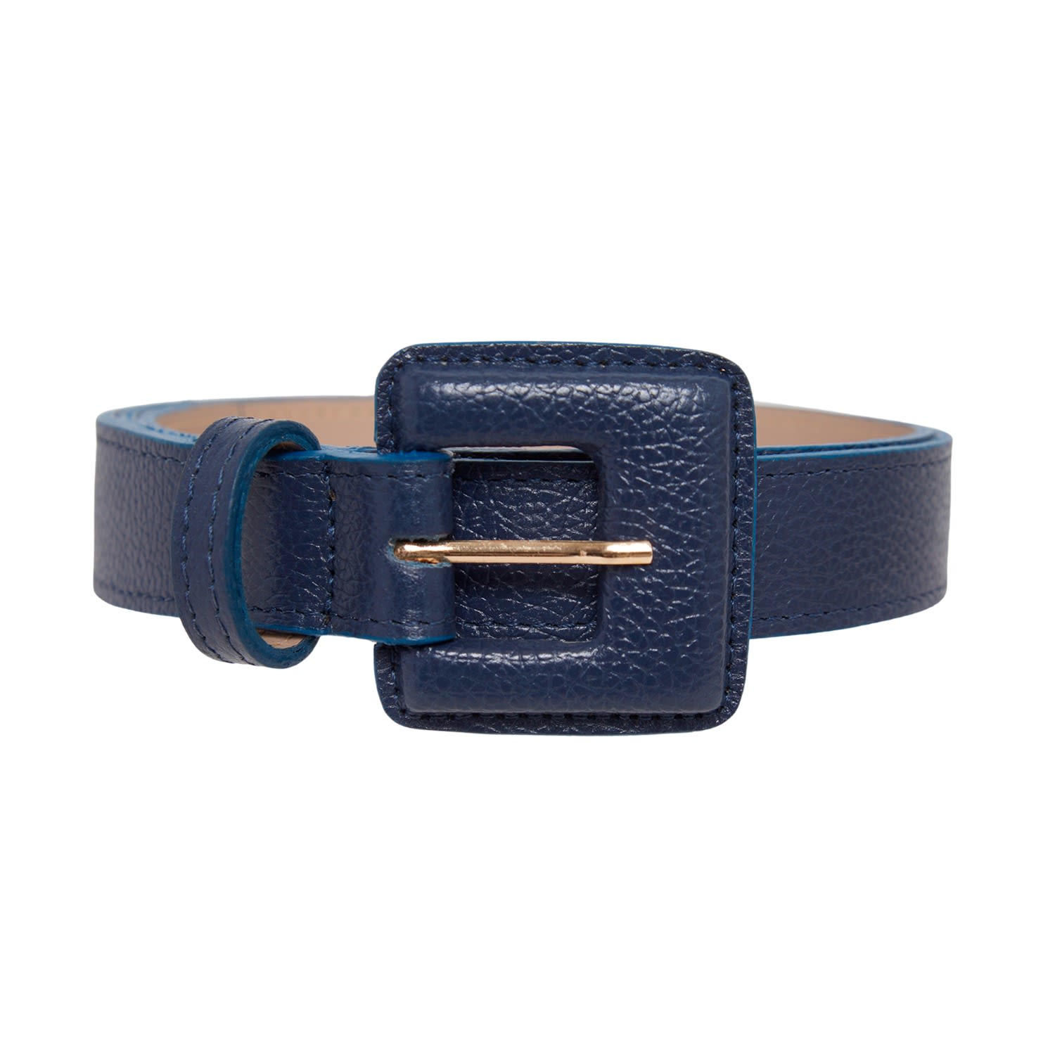 Beltbe Women's Mini Square Narrow Belt - Navy Blue