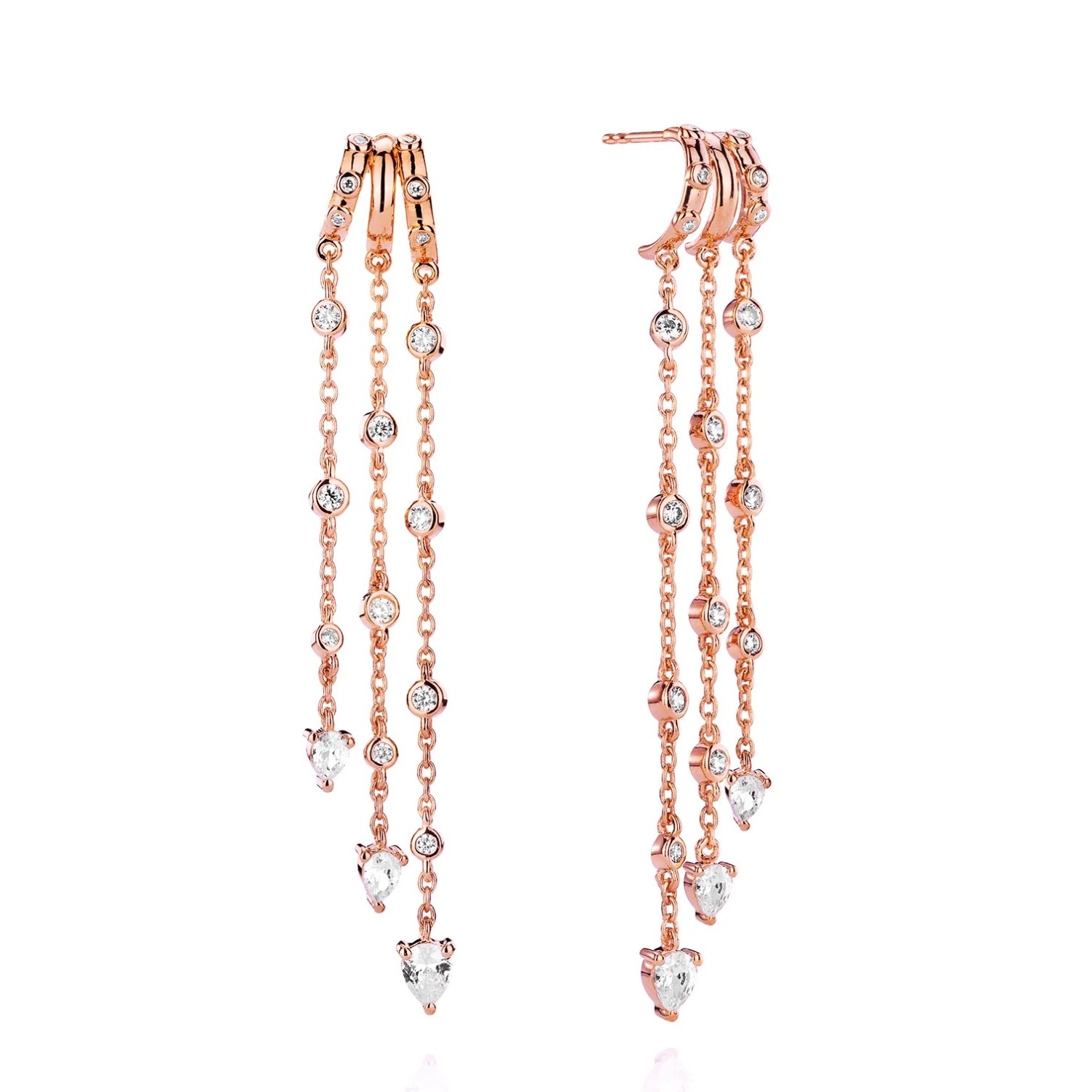 Aaria London Women's Alta Stacked Triple Hoop Illusion Earrings Rose Gold In Gold