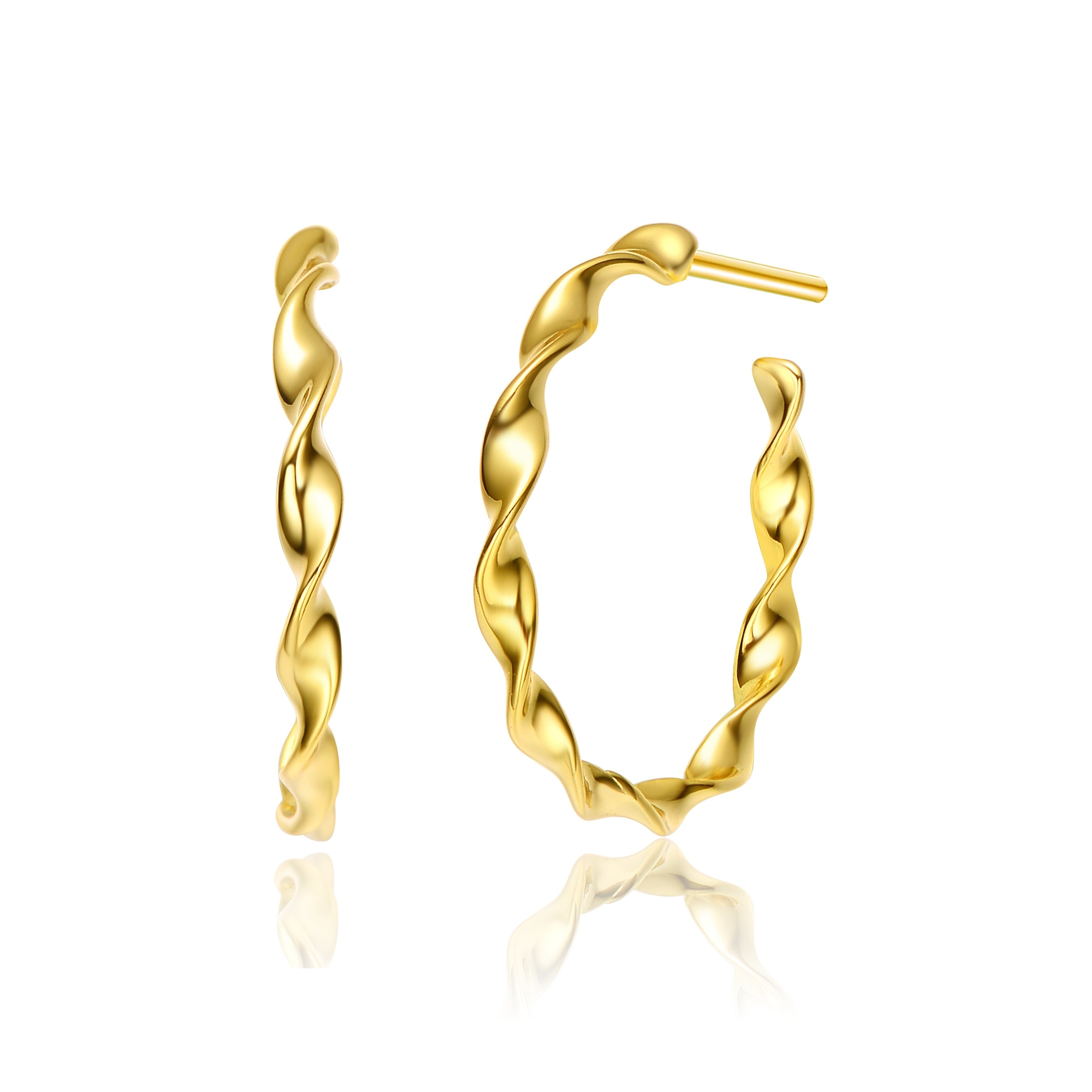 Genevive Jewelry Women's Rachel Glauber Gold Plated Curved Open Hoop Earrings In Gold