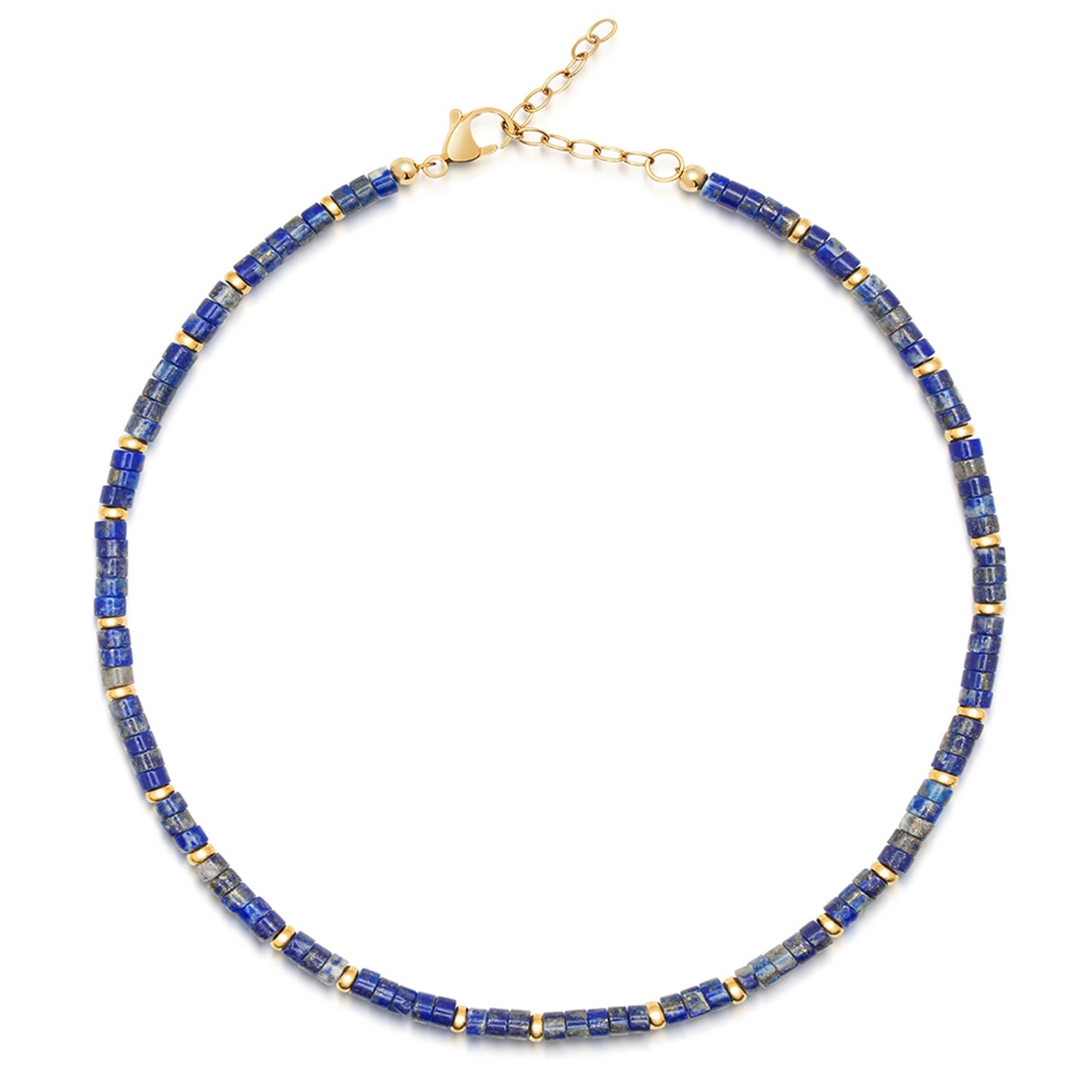 Nialaya Women's Gold / Blue Heishi Blue Lapis Choker With Gold