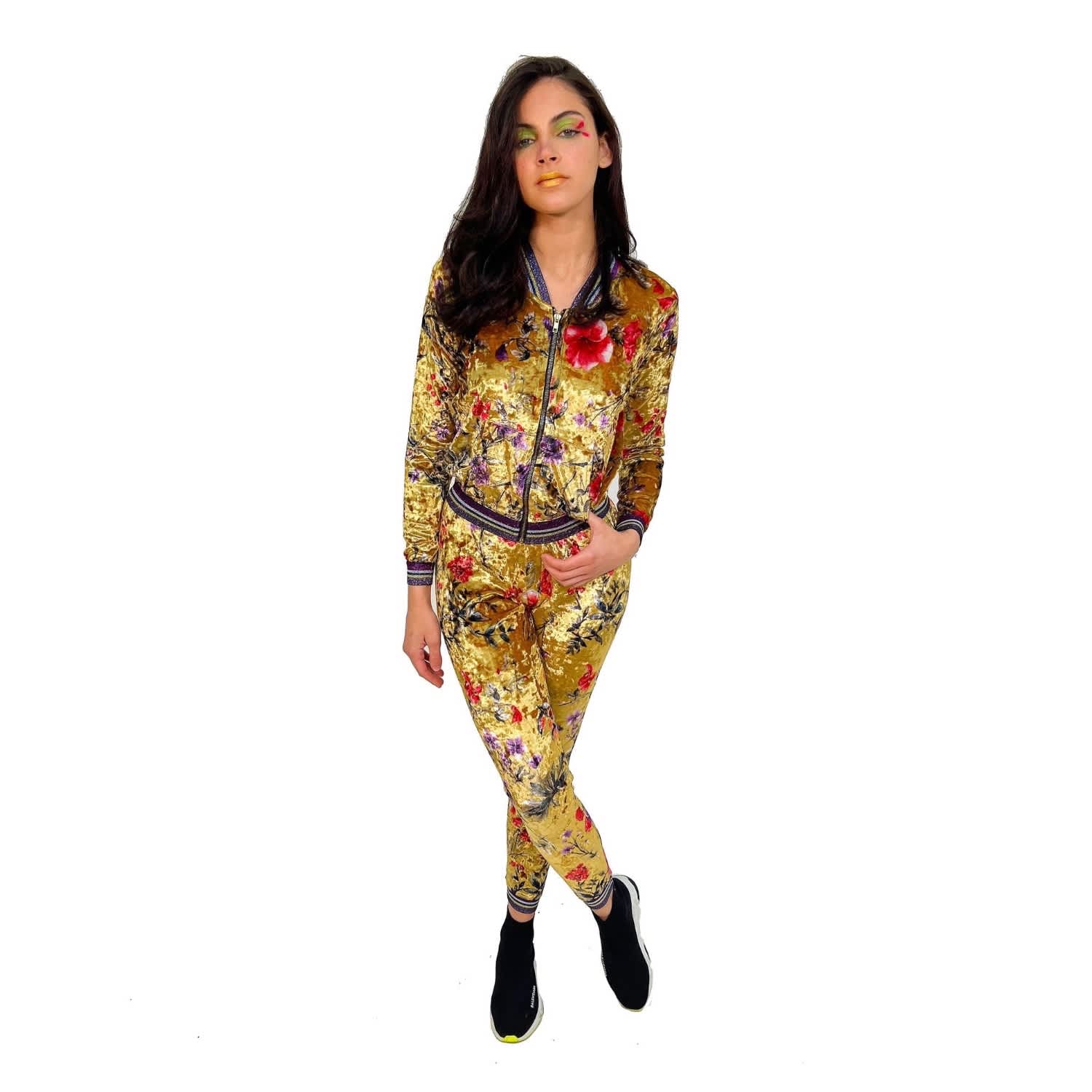 Goddess Gold Floral Velour Tracksuit | Maui X Lolita | Wolf & Badger