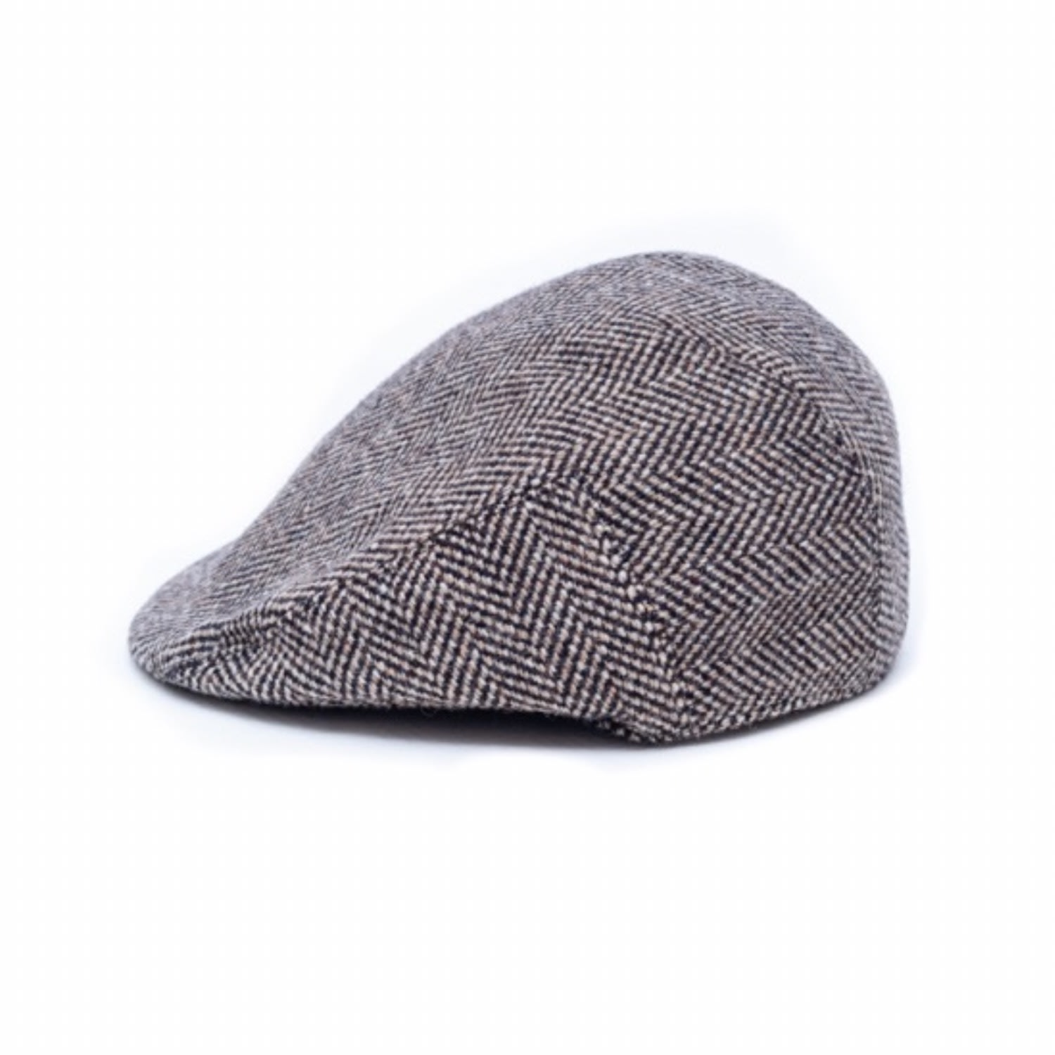 Men’s Fitted Cap Wool Brown Herringbone 56Cm Anthony Peto