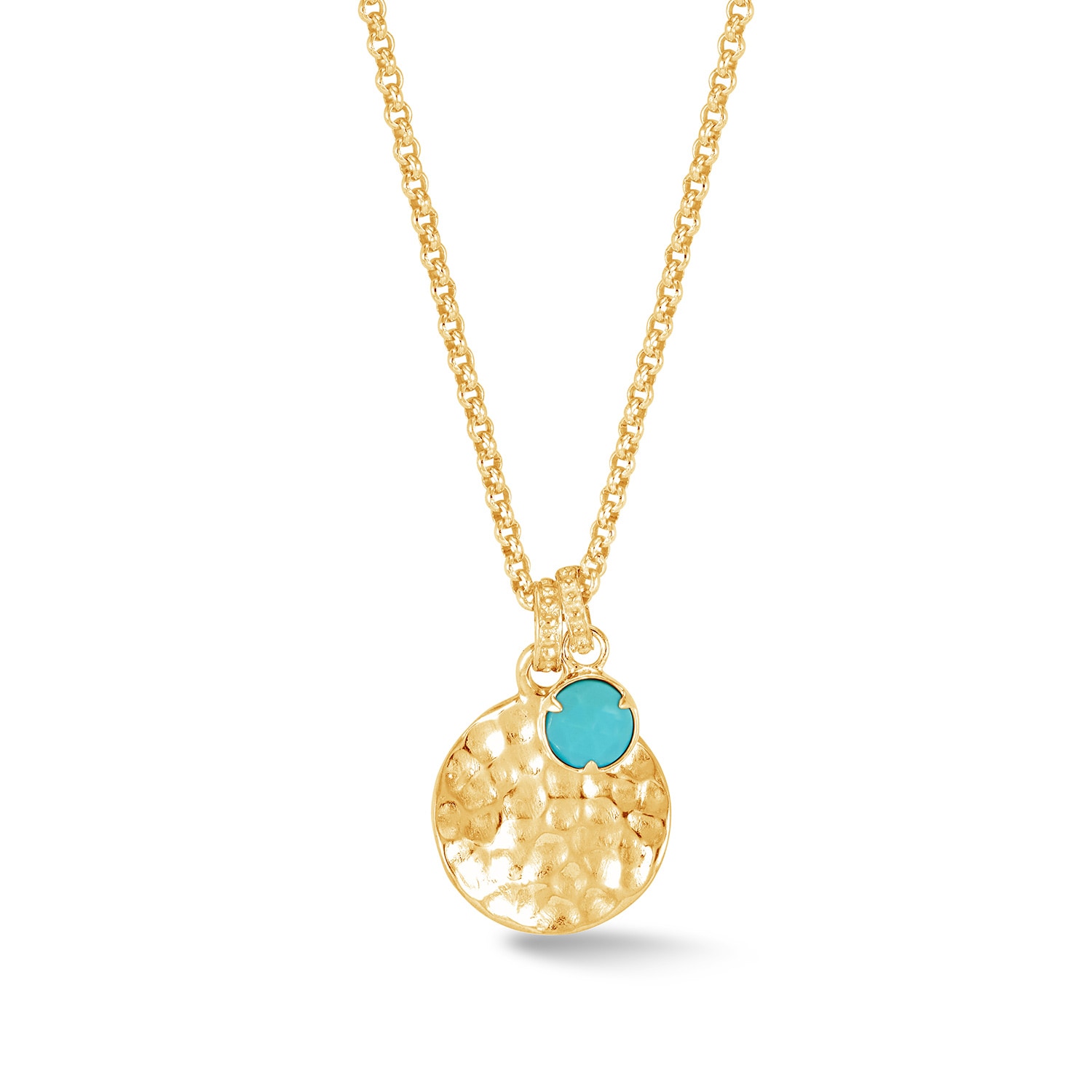 Dower & Hall Women's Gold / Blue Hammered Disc & Turquoise Array Pendant In Gold Vermeil In Multi