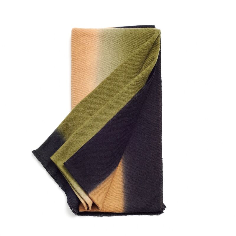 Variously Olyv Green Beige Brown Soft Merino Handloom Throw