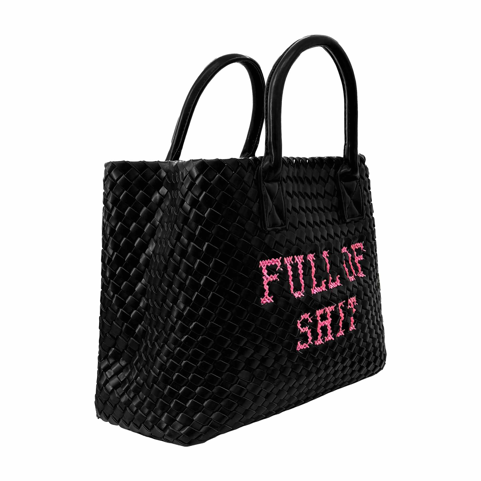 Vegan Pink Full Of Shit Woven Handbag | Lilly Loves | Wolf & Badger