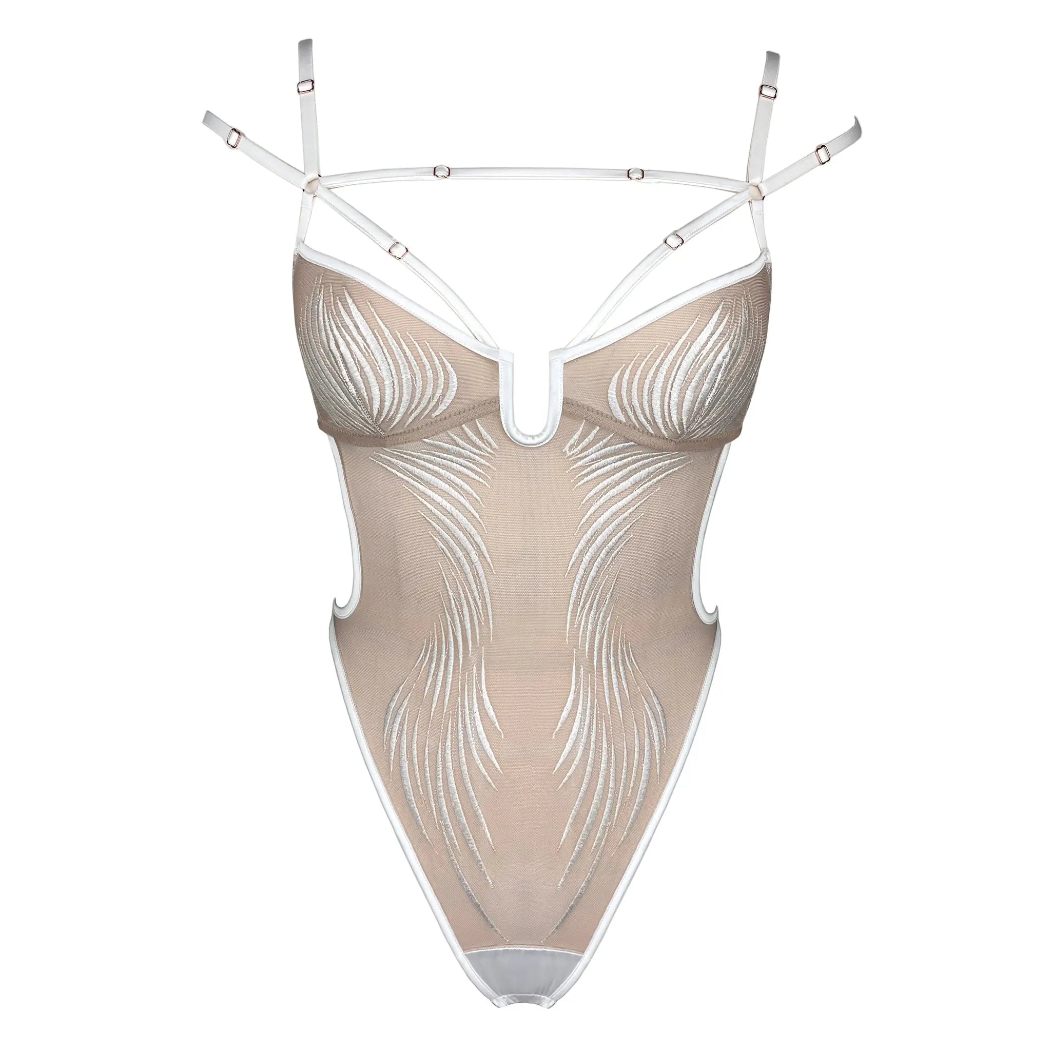 Monique Morin Lingerie Women's White Ether Bodysuit Crystal In White