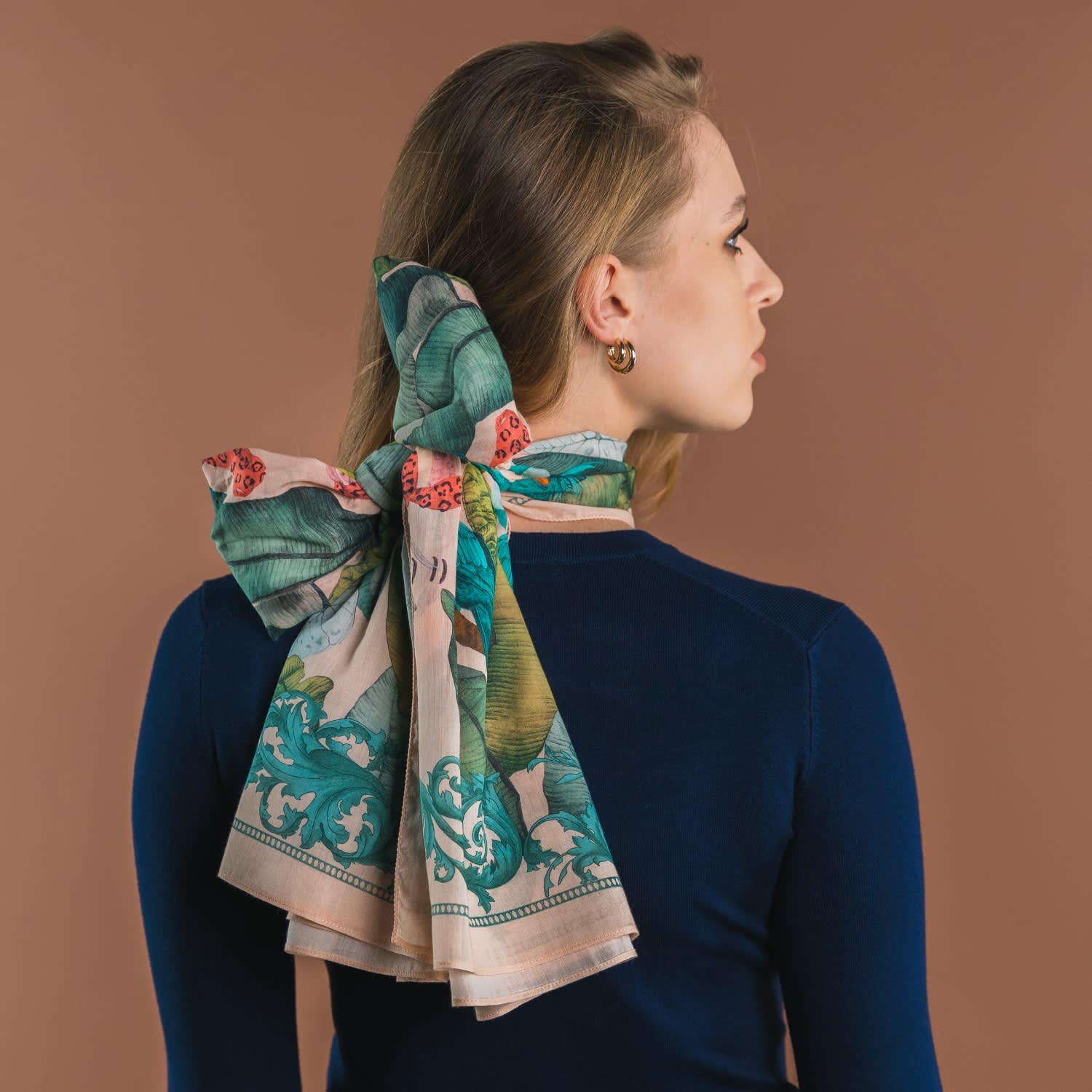 Silk Scarf The Tropical Paradise Powder Pink - Ilona Tambor