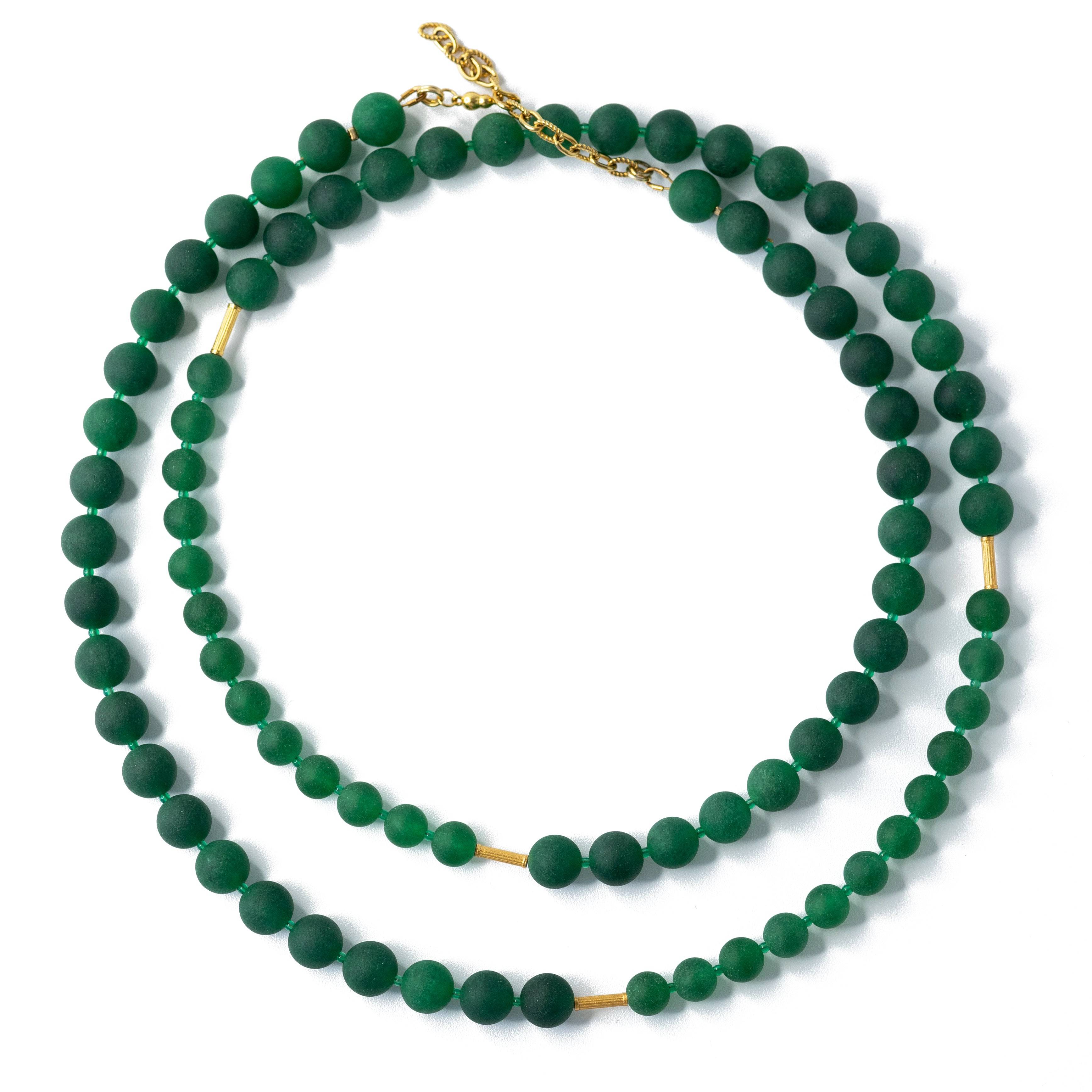 Bombyx House Women's Gold / Green Deep Green Chalcedony Necklace