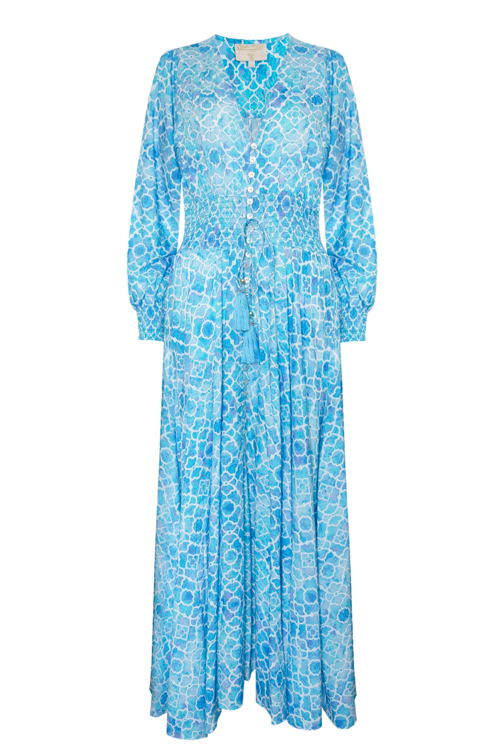 Sophia Alexia Women's Blue Azure Mosaic St Tropez Maxi Dress In Blue