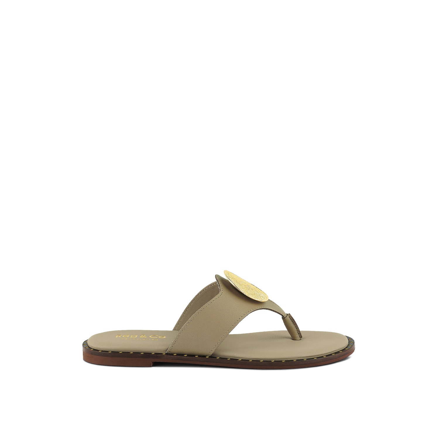 Rag & Co Women's Neutrals Kathleen Embellished Beige Slip-on Thong Sandals By  In Brown