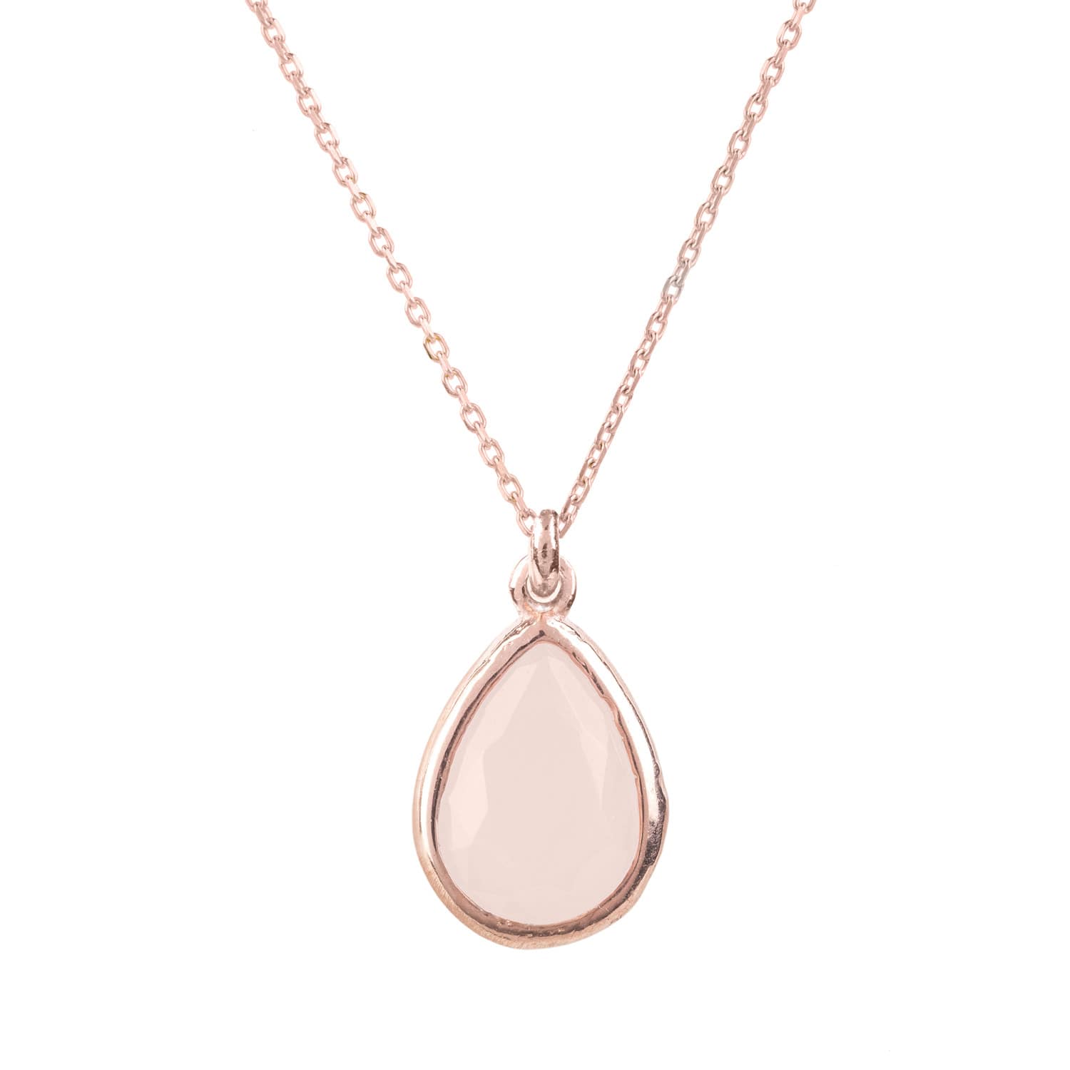 Rose quartz teardrop necklace discount