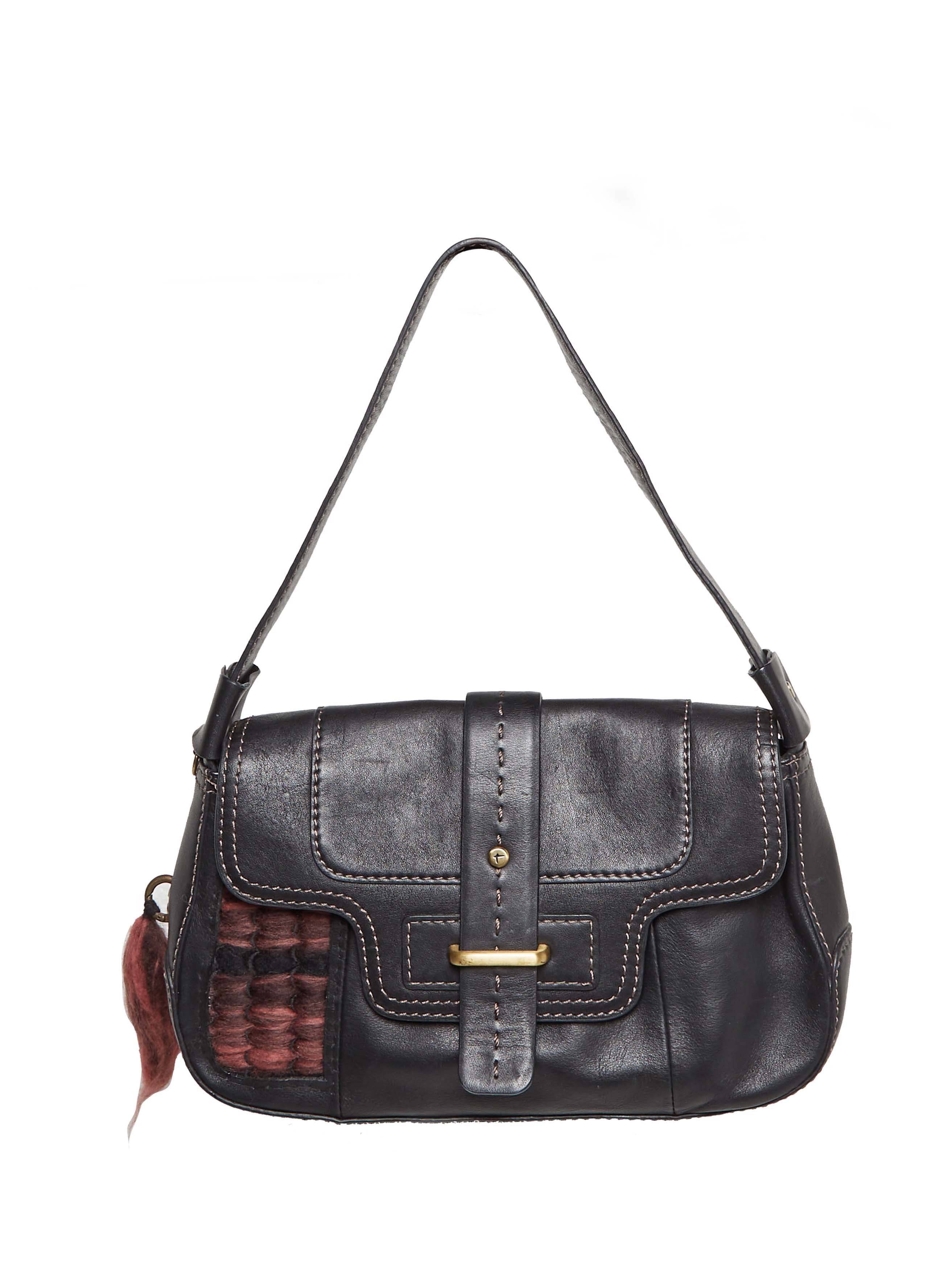 Blue Nude Women's Black / Pink / Purple Zagora Merino Wool & Leather Upcycled Flap Bag In Black/pink/purple