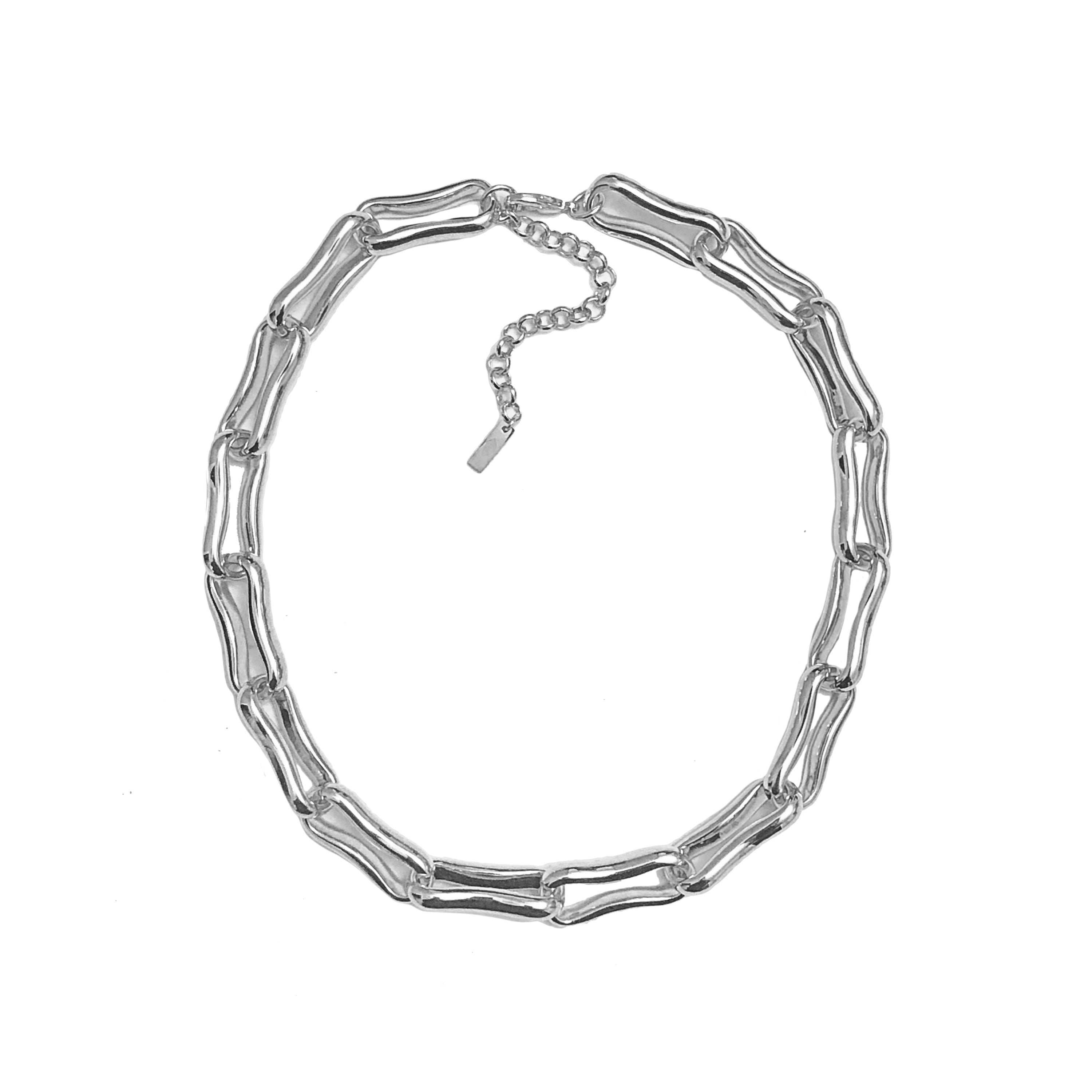Adriana Pappas Designs Women's Silver Oblong Links Necklace- Rhodium In Silver