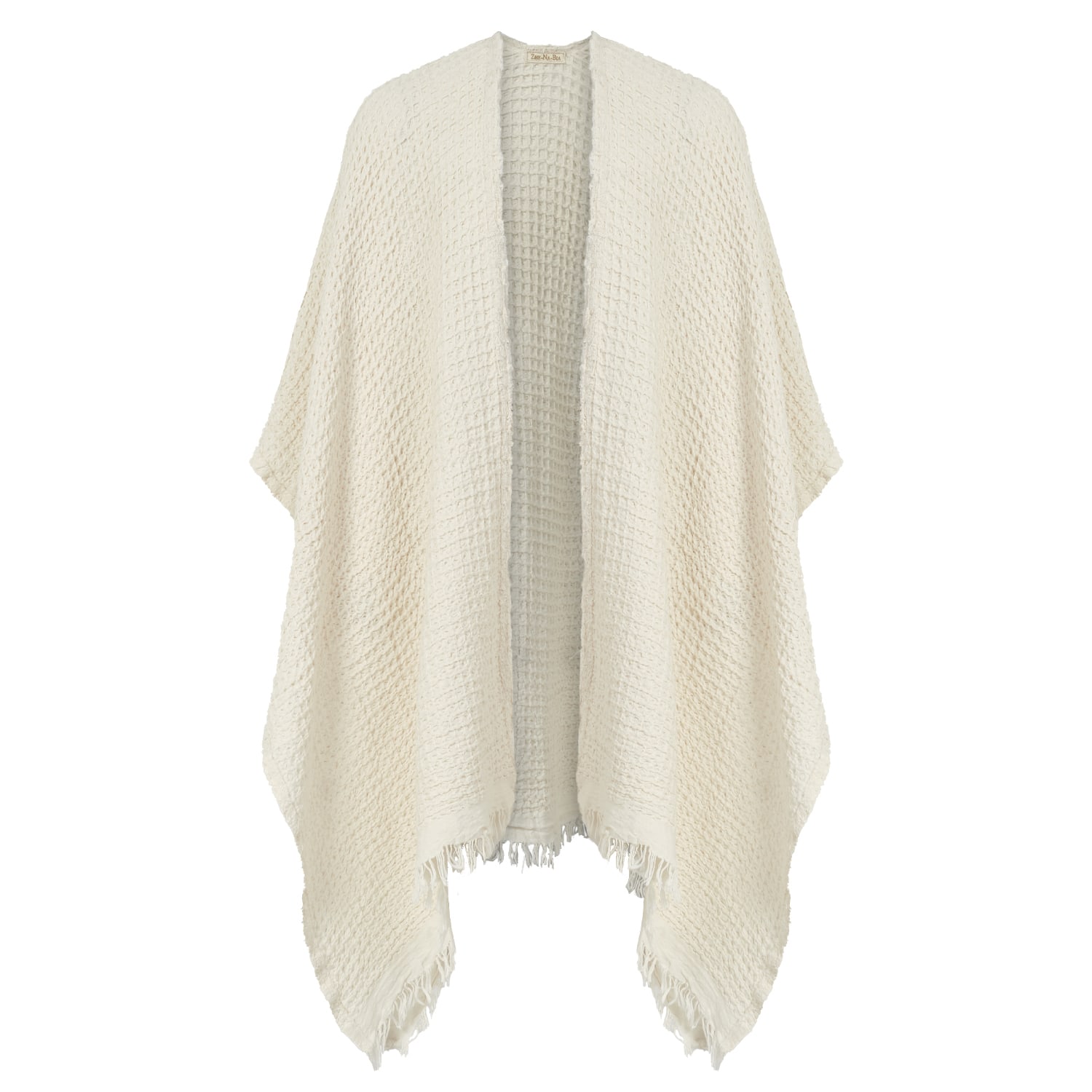 Women’s White / Neutrals Waffle Poncho Beige - Boho Unisex Cape One Size Zhenabia