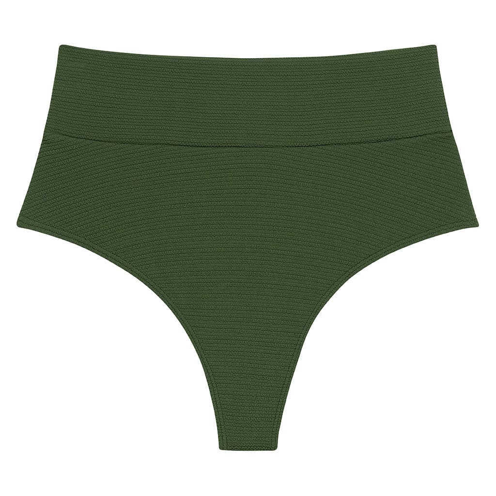 Women’s Green Olive Micro Scrunch Added Coverage High Rise Bikini Bottom Small Montce Swim