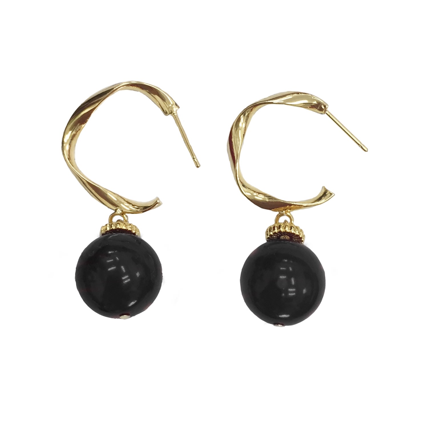 Farra Women's Simple Black Tiger Eyes Earrings In Black
