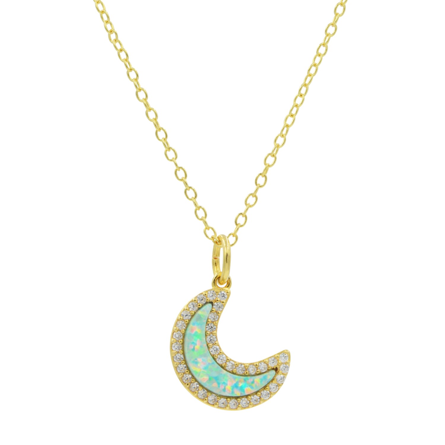 Women’s Green Opal Moon Necklace Kamaria