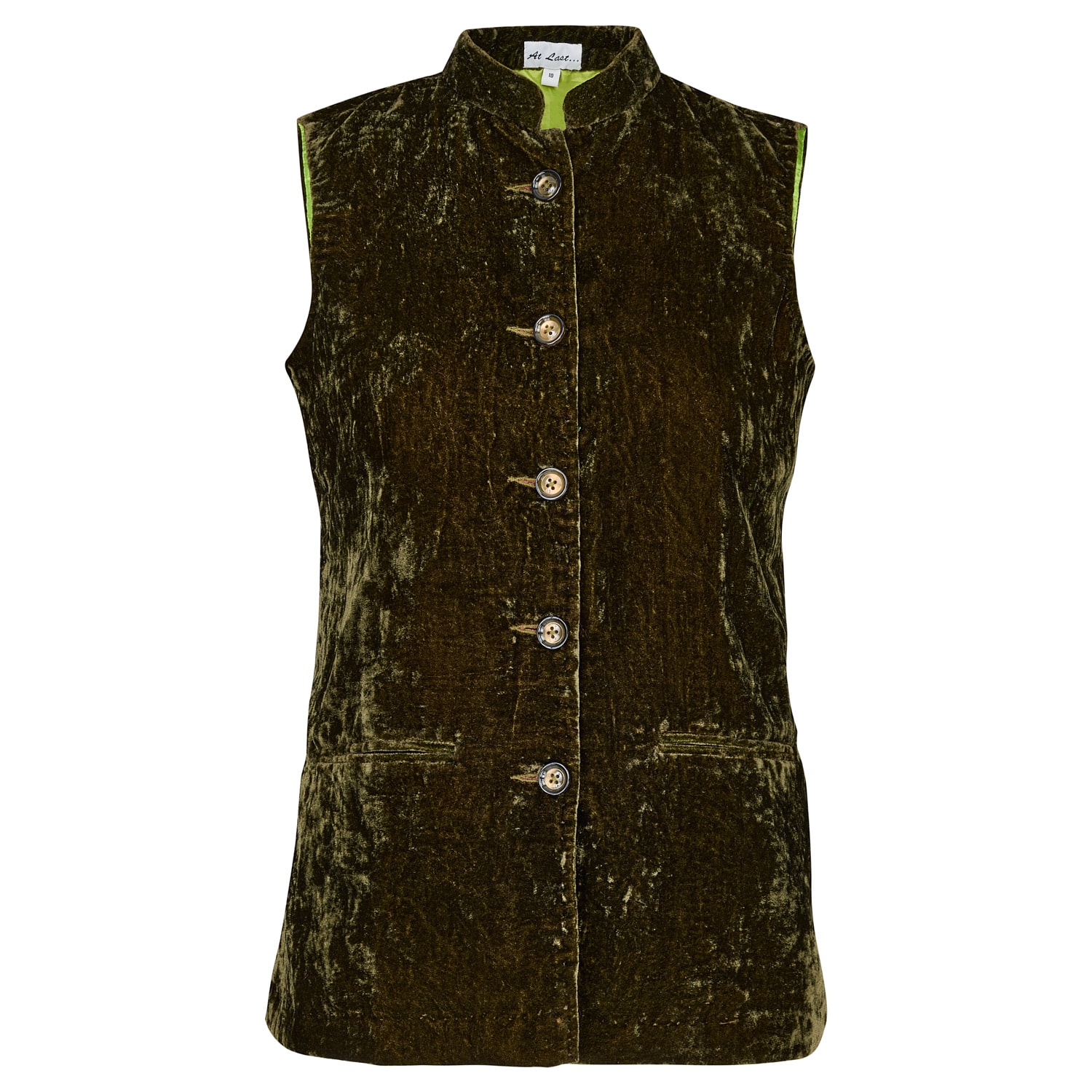 Women’s Short Silk Velvet Waistcoat In Olive Green Medium At Last...