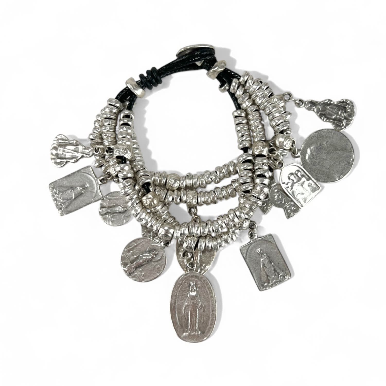 Women's Silver / Black Serafina Antique Silver Charm Bracelet | By Virgo