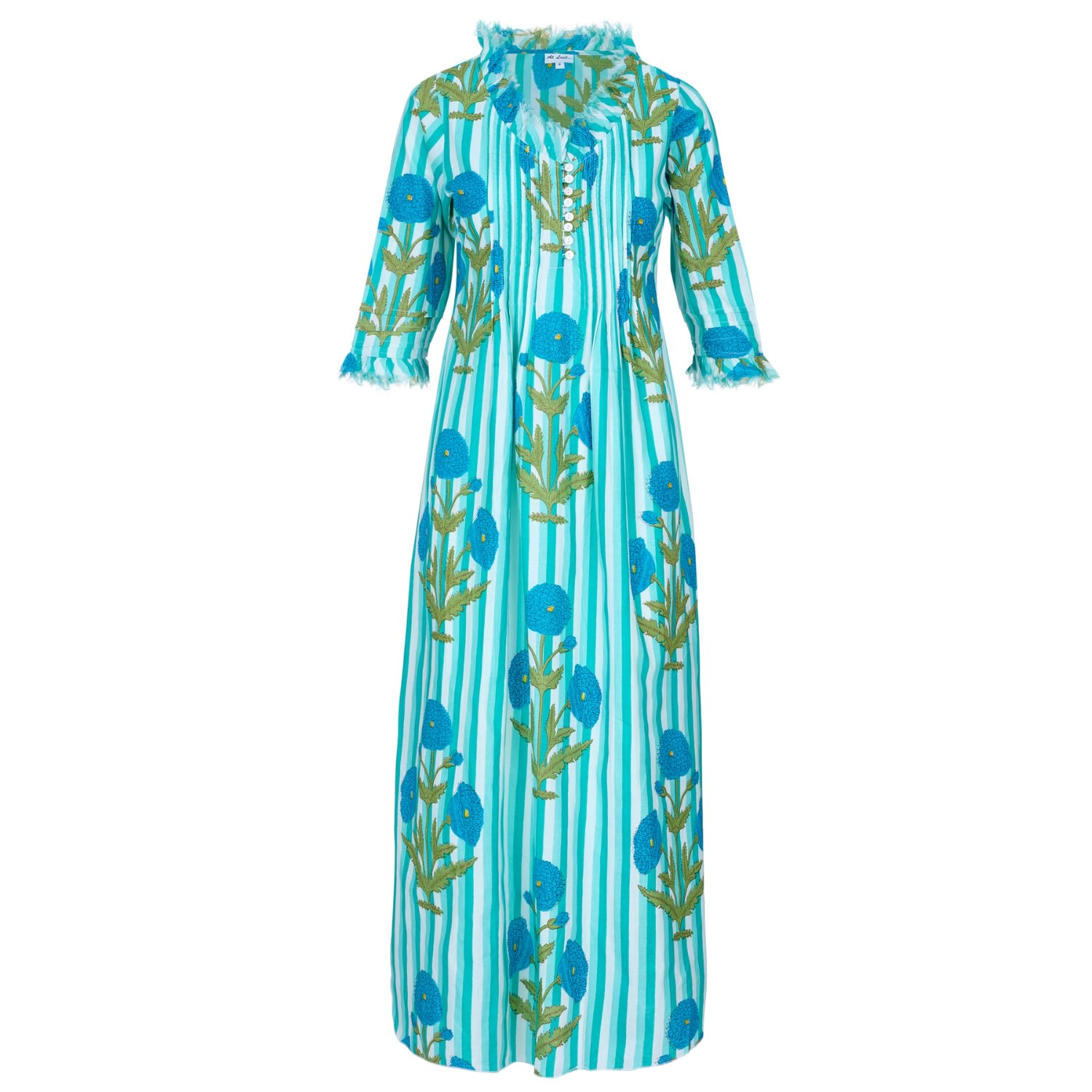 Women’s Blue Cotton Annabel Maxi Dress In Turquoise Marigold Small At Last...