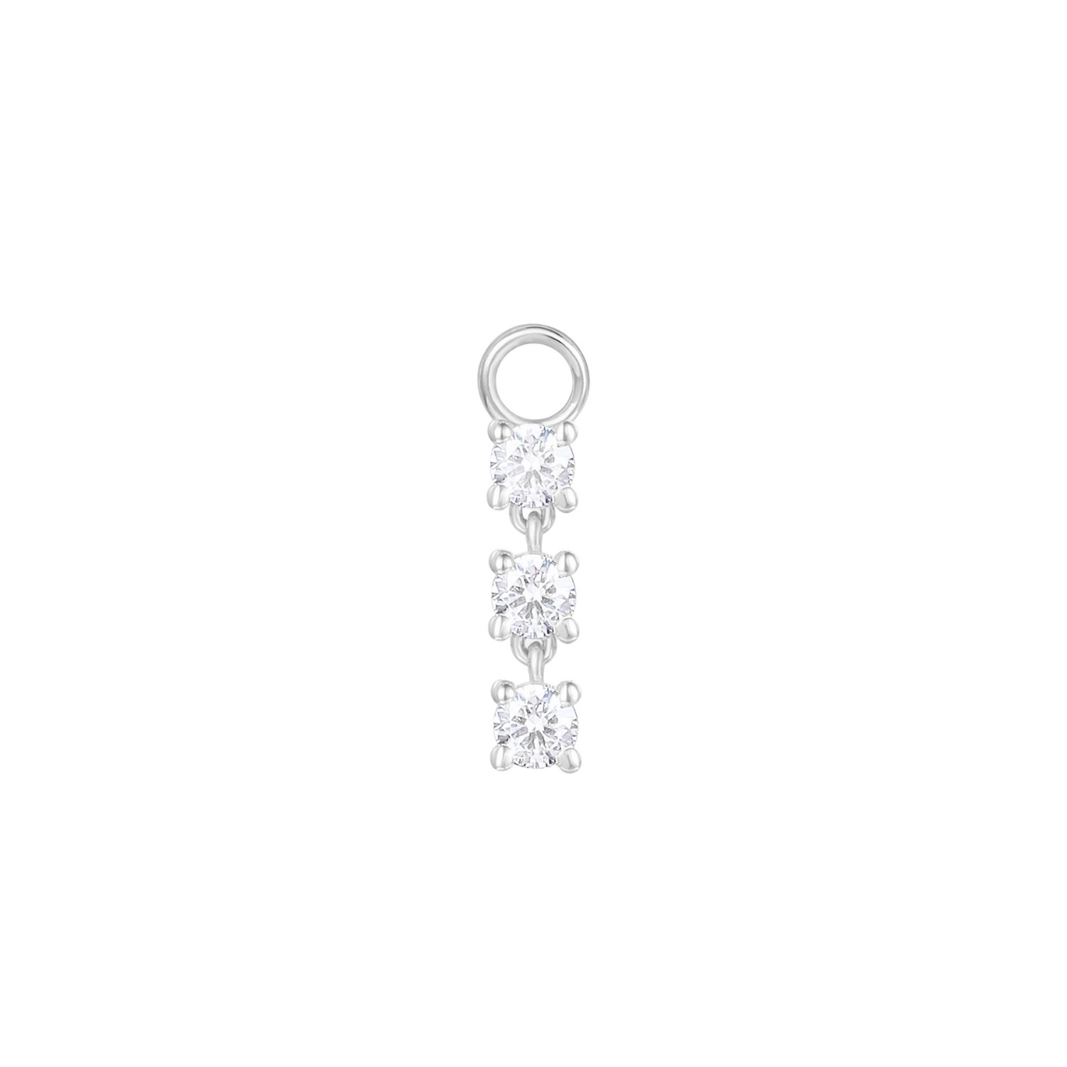 Dyamka Women's Silver Three Diamonds Charm White Gold In Silver