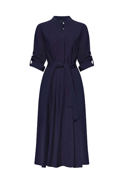 James Lakeland Women's Blue Roll Sleeve Midi Dress Navy In Blue