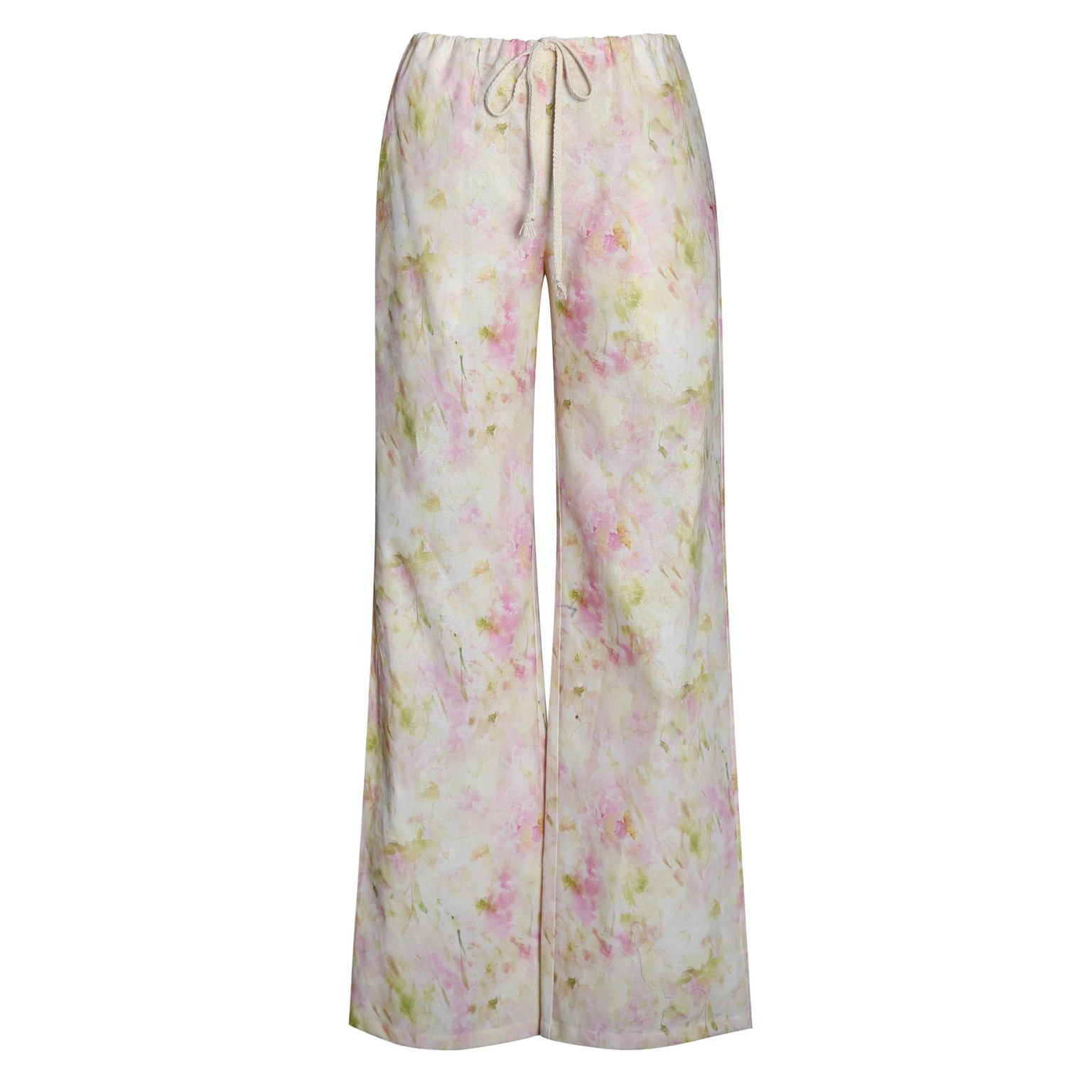 Miss Circle New York Women's Laureen Pink Floral Print Linen Straight Pants In Pink
