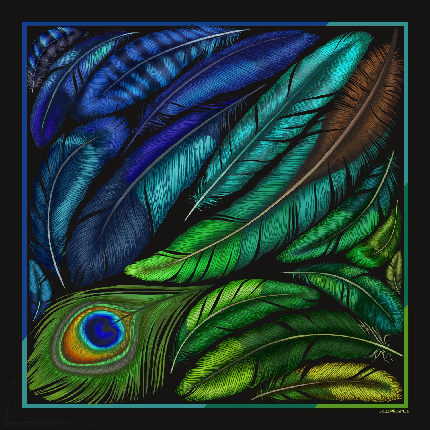 Emily Carter Women's The Iridescent Feather Silk Scarf