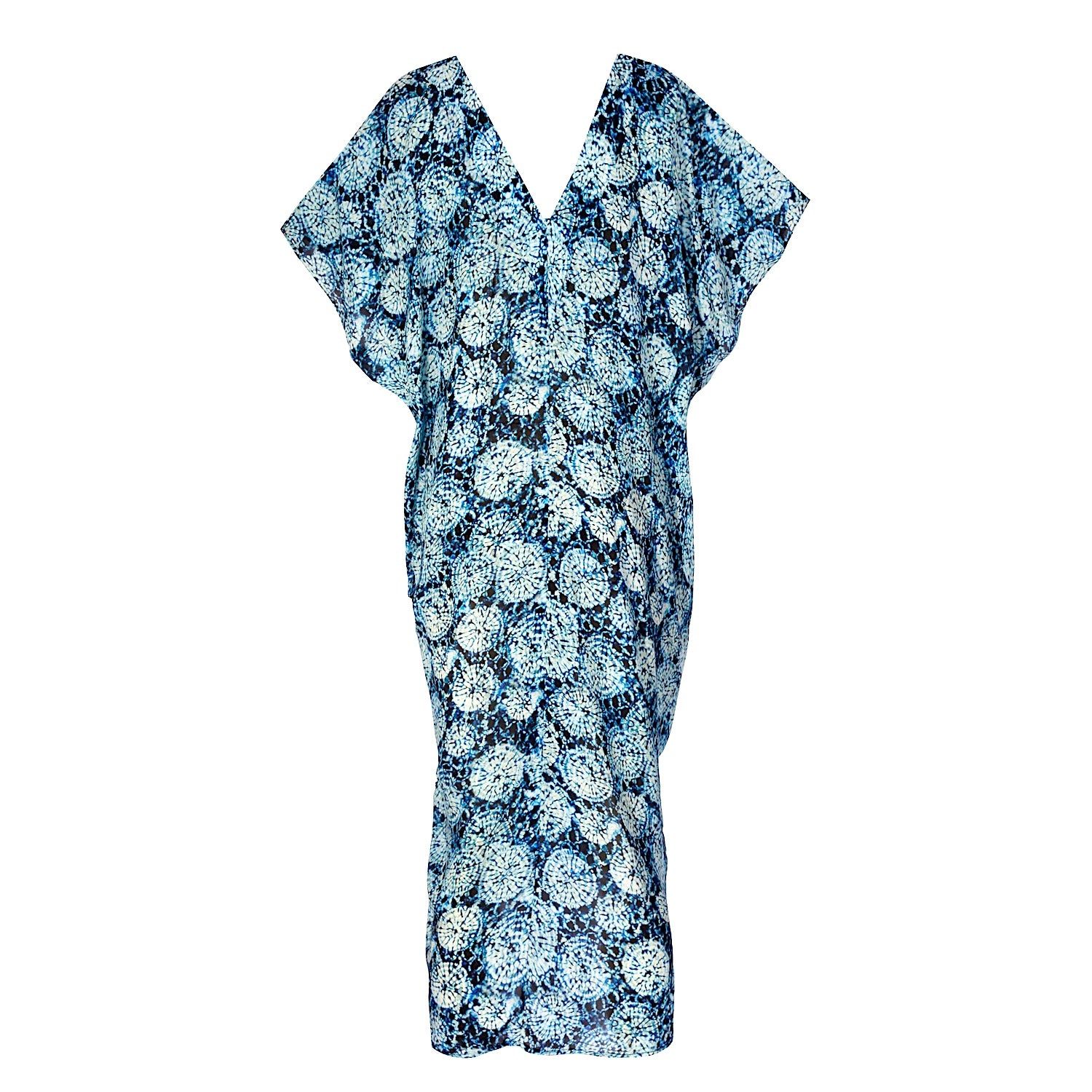 N'onat Women's Blue / White Summer Casual Dress Aqua Print In Blue