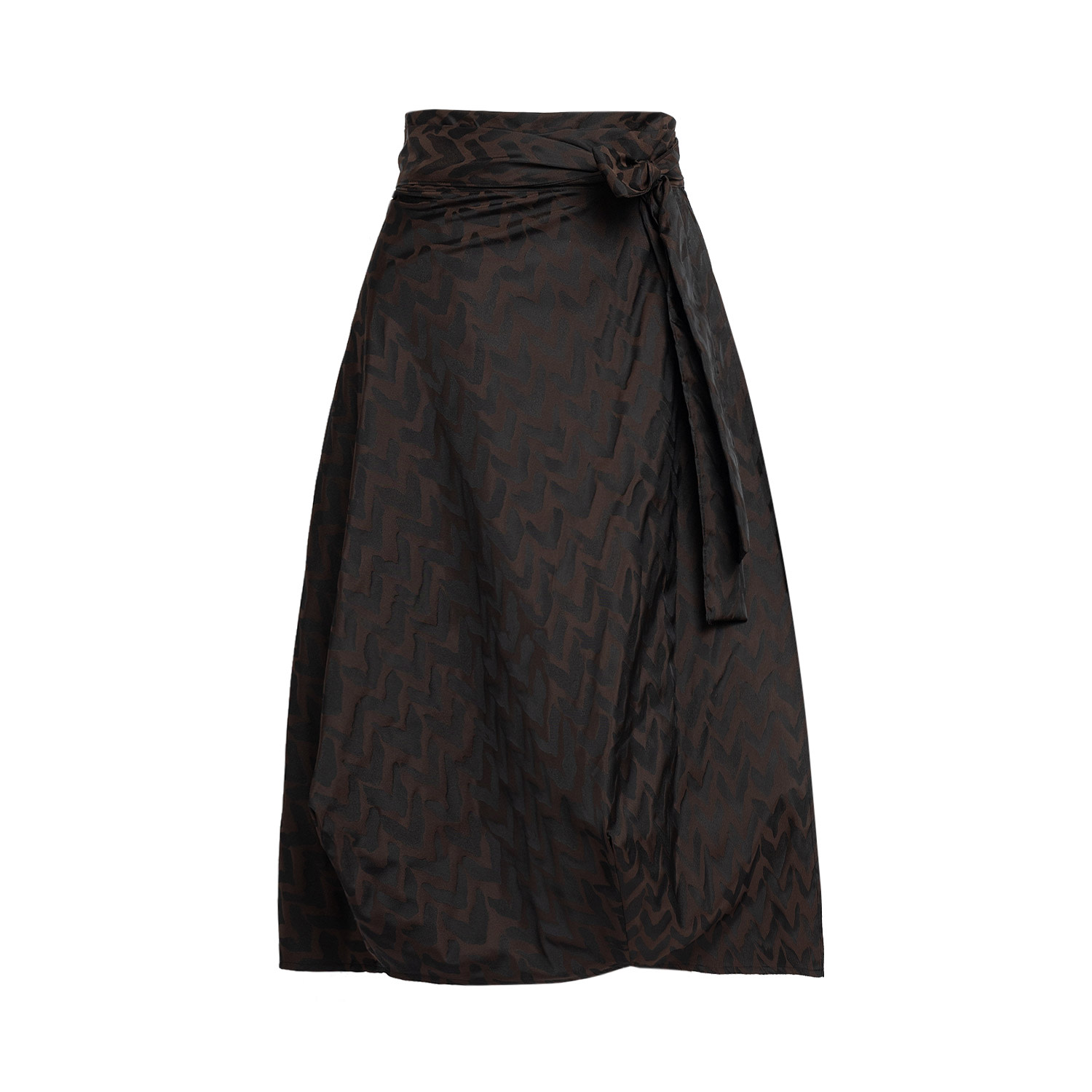 Bianca Popp Women's Brown / Black Wrapped Skirt In Brown Taffeta With Black Print In Brown/black