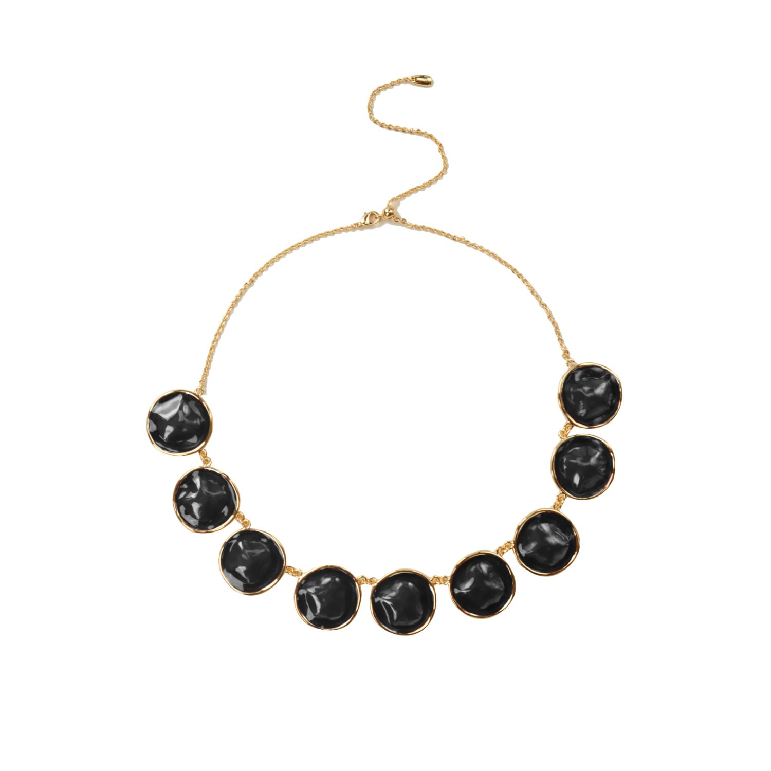 Retro Chic Women's Black / Gold Black Enamel Ripple Necklace
