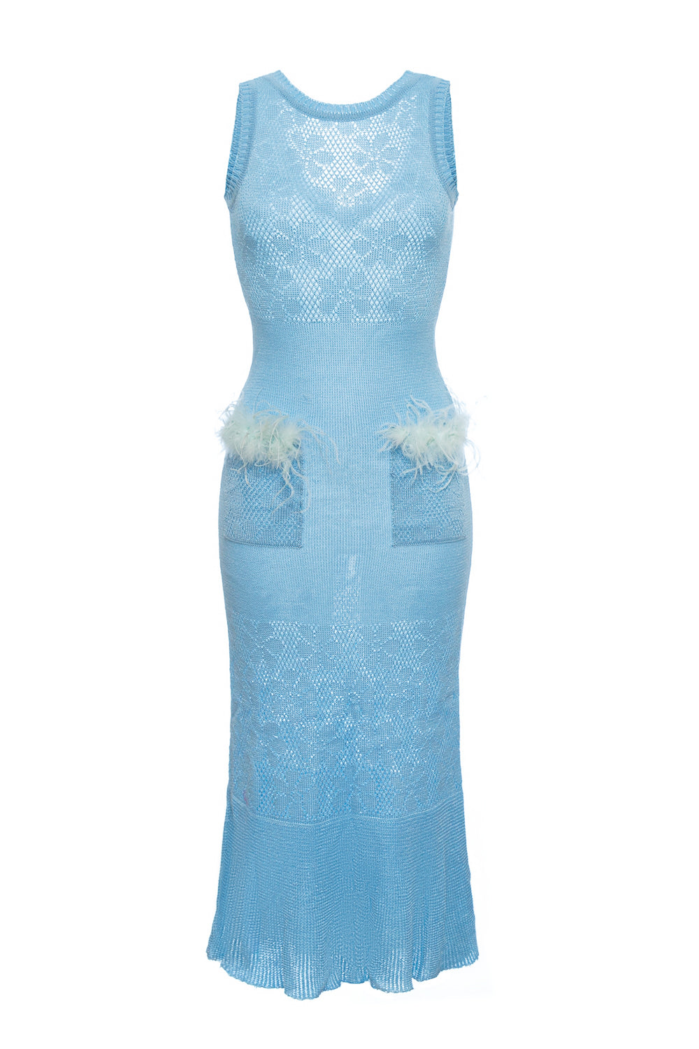 Andreeva Blue Rose Knit Dress In Blue