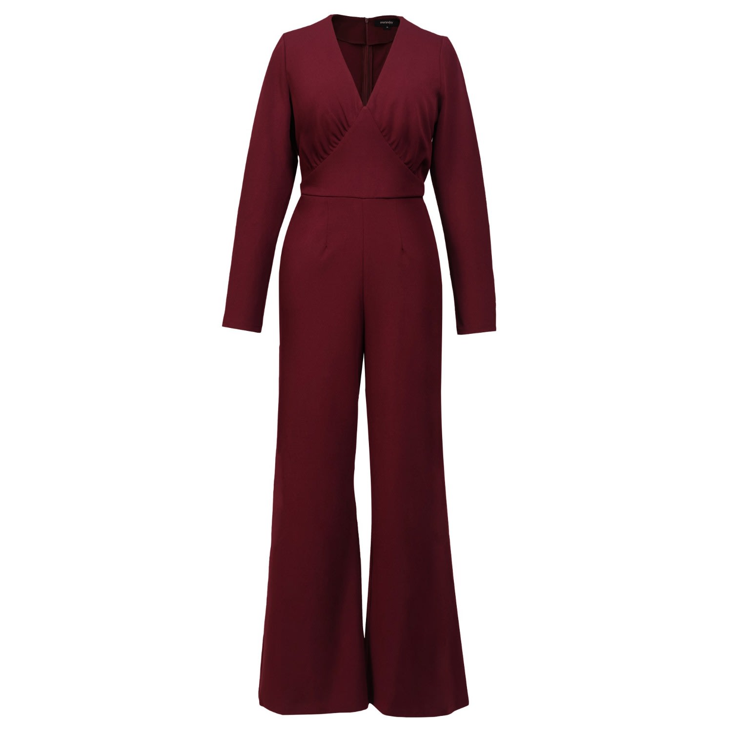 Smart And Joy Women's Red V-cleavage Jumpsuit - Burgundy In Red
