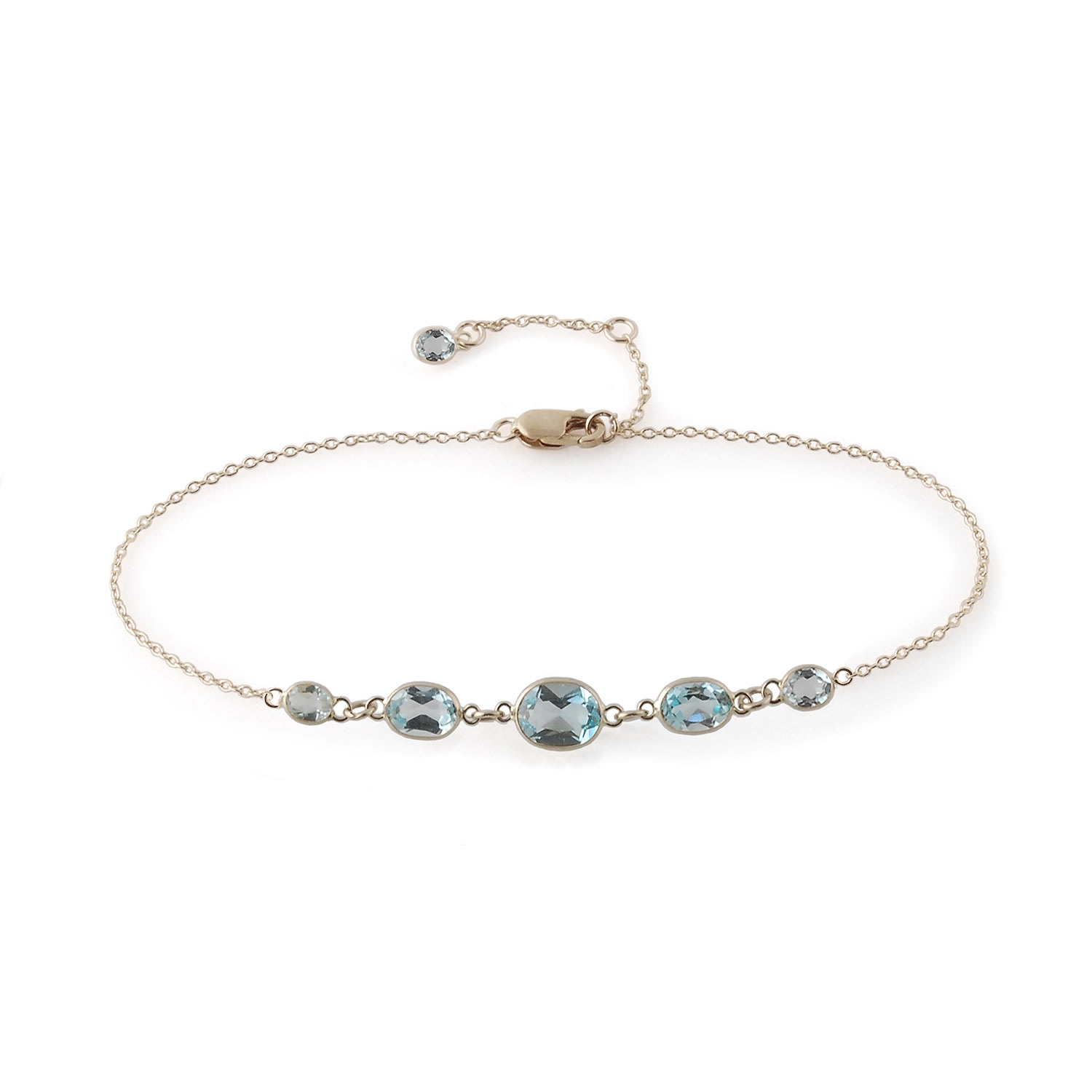 Women’s Blue / Silver Five Stone Bezel Set Blue Topaz Bracelet In 14 Karat White Gold Amy Gambill Designs