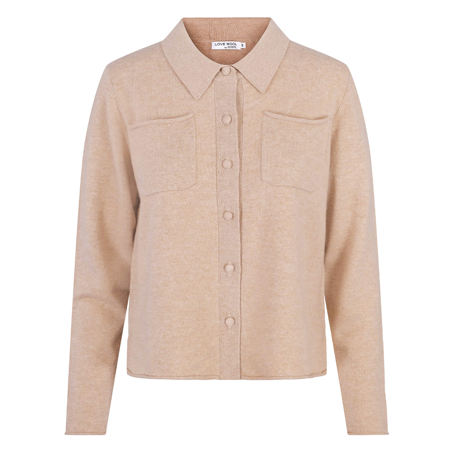 Tirillm Women's Neutrals Nadine Short Cardigan With Collar And Pockets, Light Beige Melange In Beige