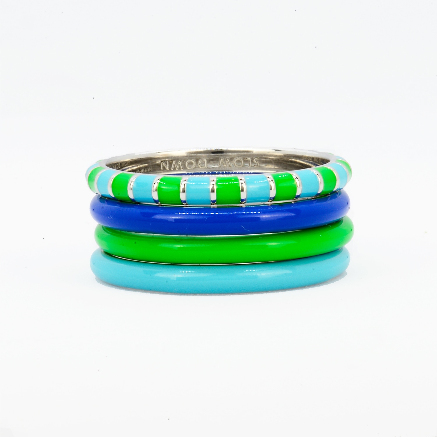 Pinnole Women's Green / Blue Gone Fishing Ring Stack