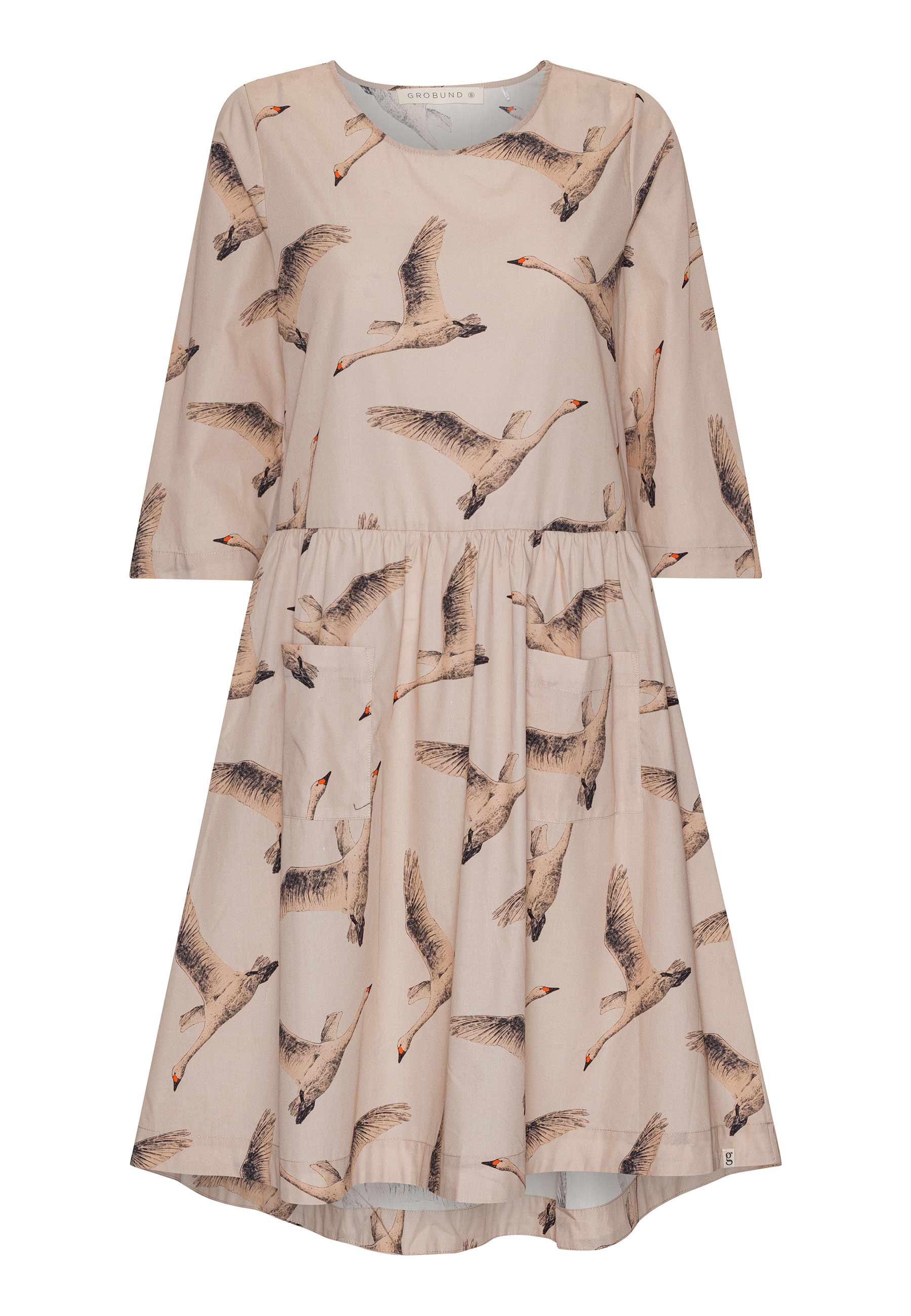 Women's Neutrals The Grobund Nuka Dress - The One With Beautiful Geese | M