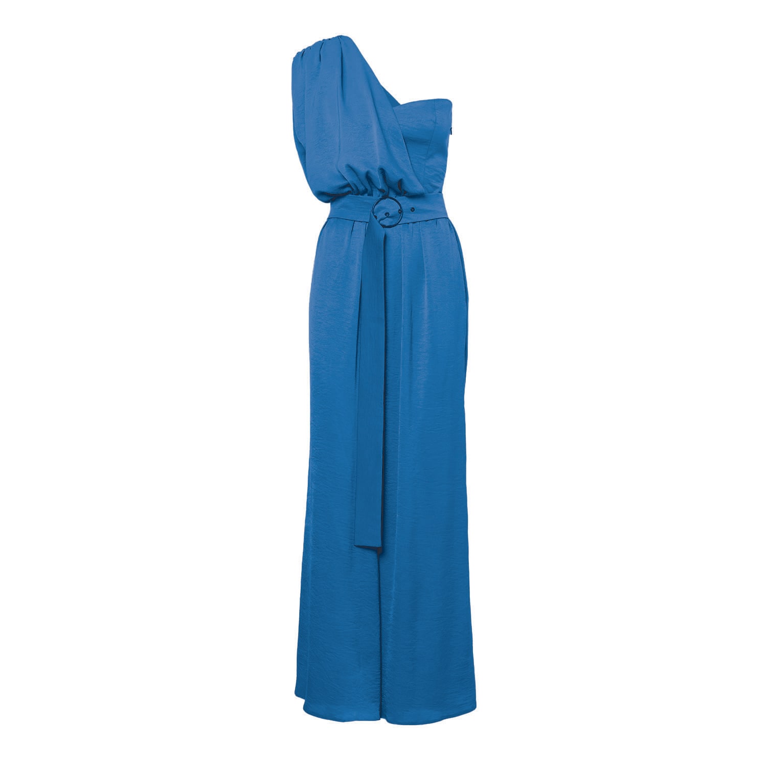 Bluzat Women's Blue Turquoise Maxi Jumpsuit With Belt In Blue