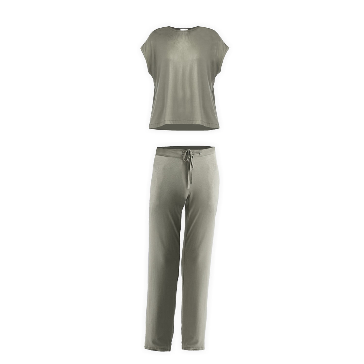Green Relaxed Tee Set In Olive | Medium | Reistor