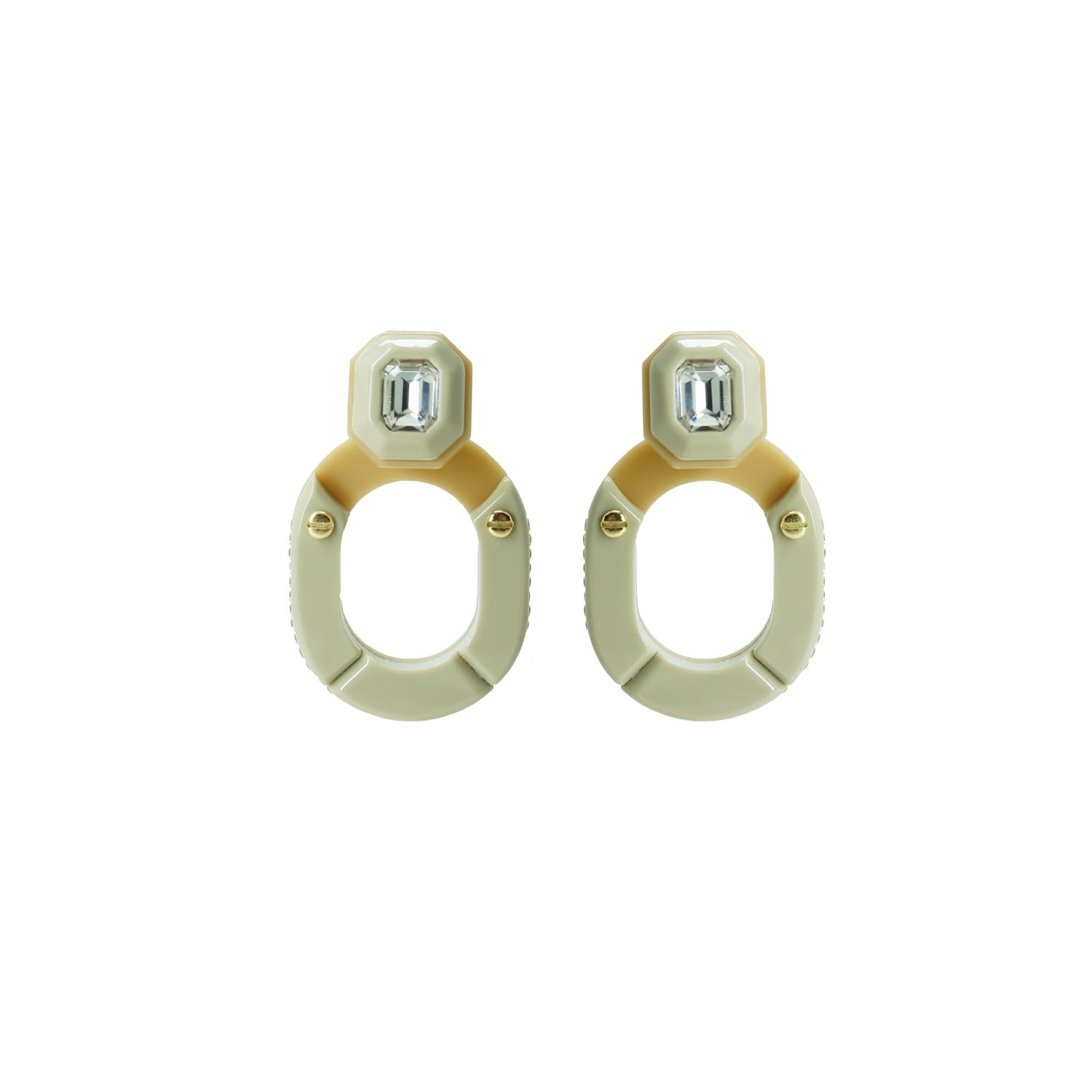 Gissa Bicalho Women's Neutrals Handmade Acrylic Earring Kit Stone Hoop And Pendant Clay In Green
