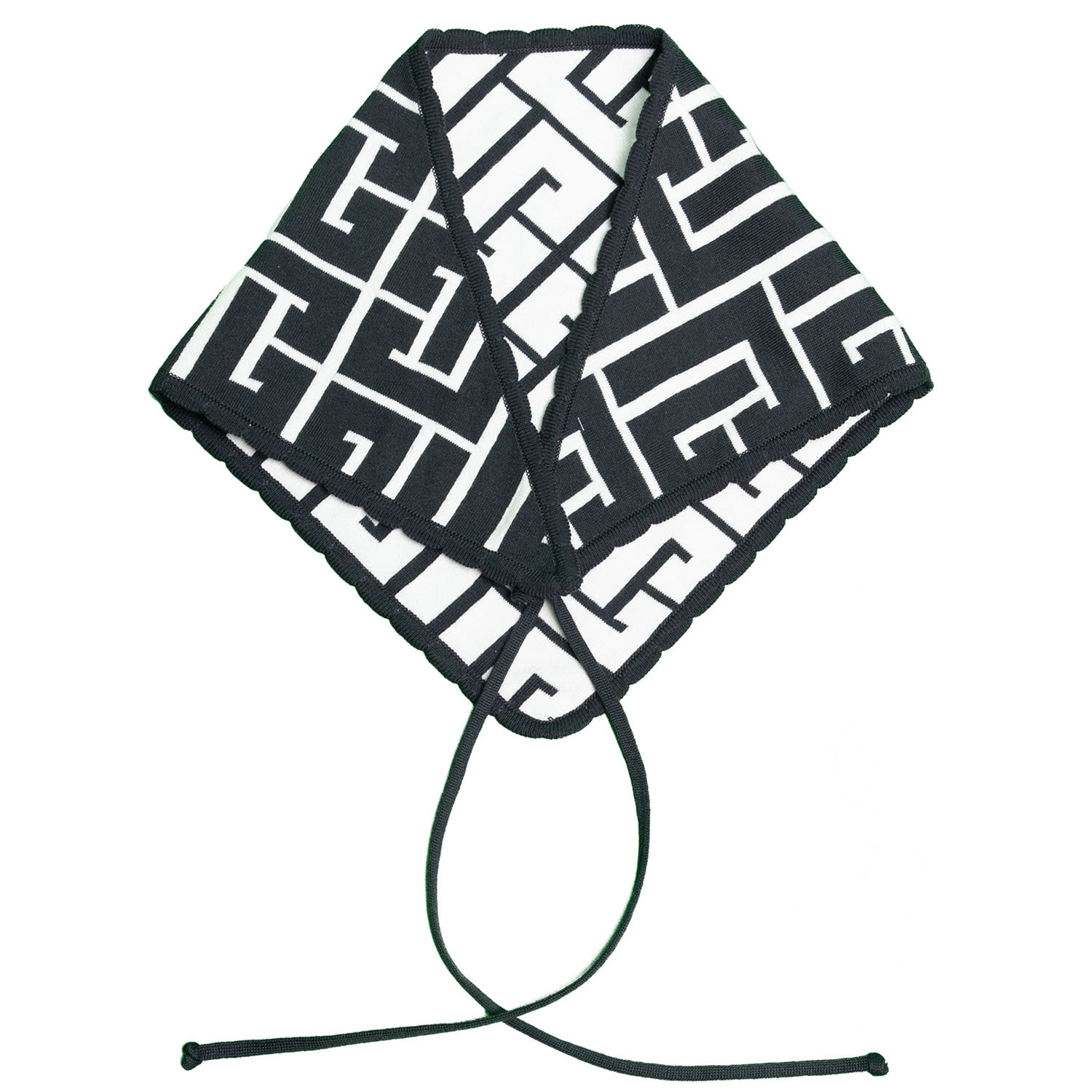 Peraluna Women's Maze Labyrinth Patterned Scarf  - Anthracite / Ecru In Beige