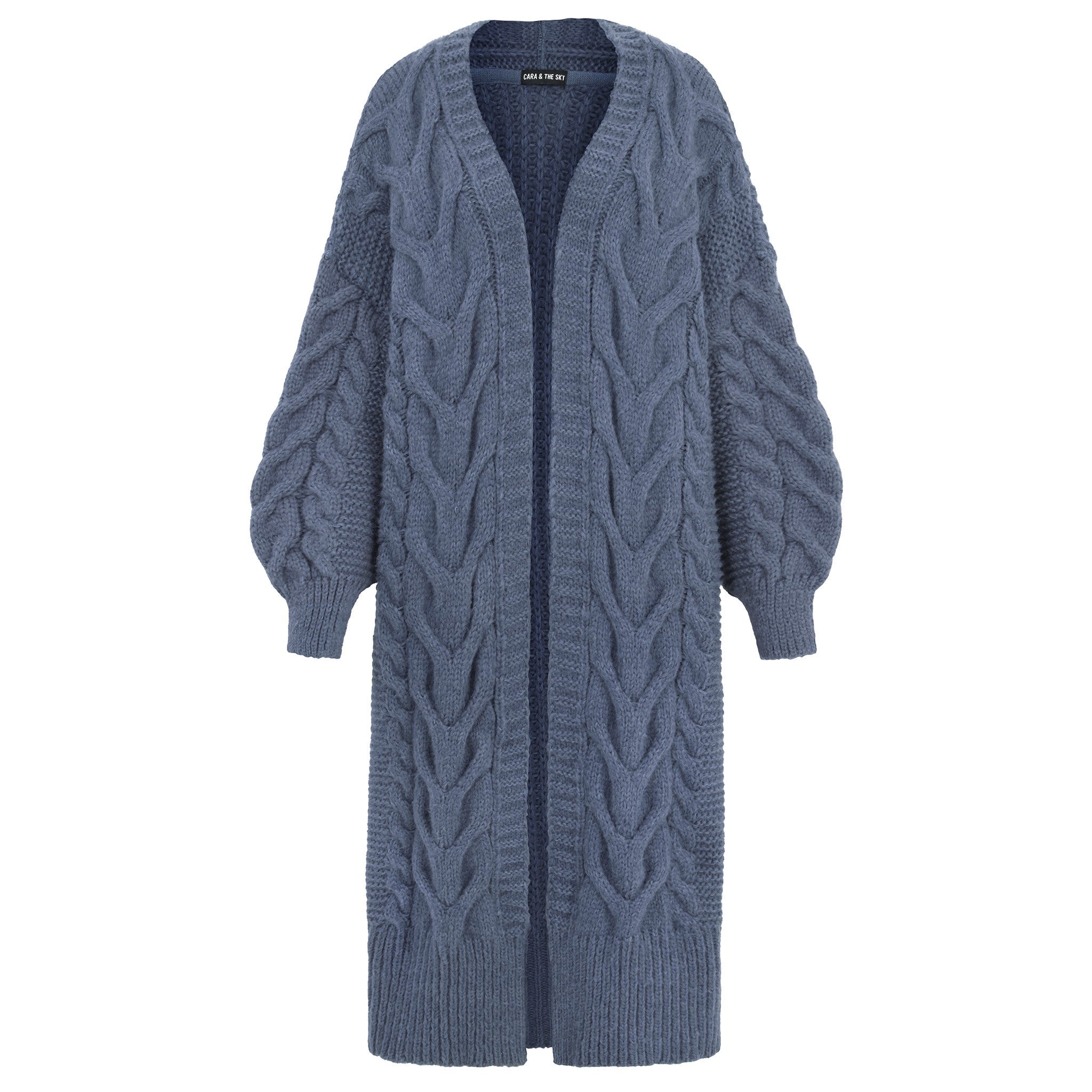 Alex Cable Balloon Sleeve Maxi Cardigan - Denim | Cara & The Sky