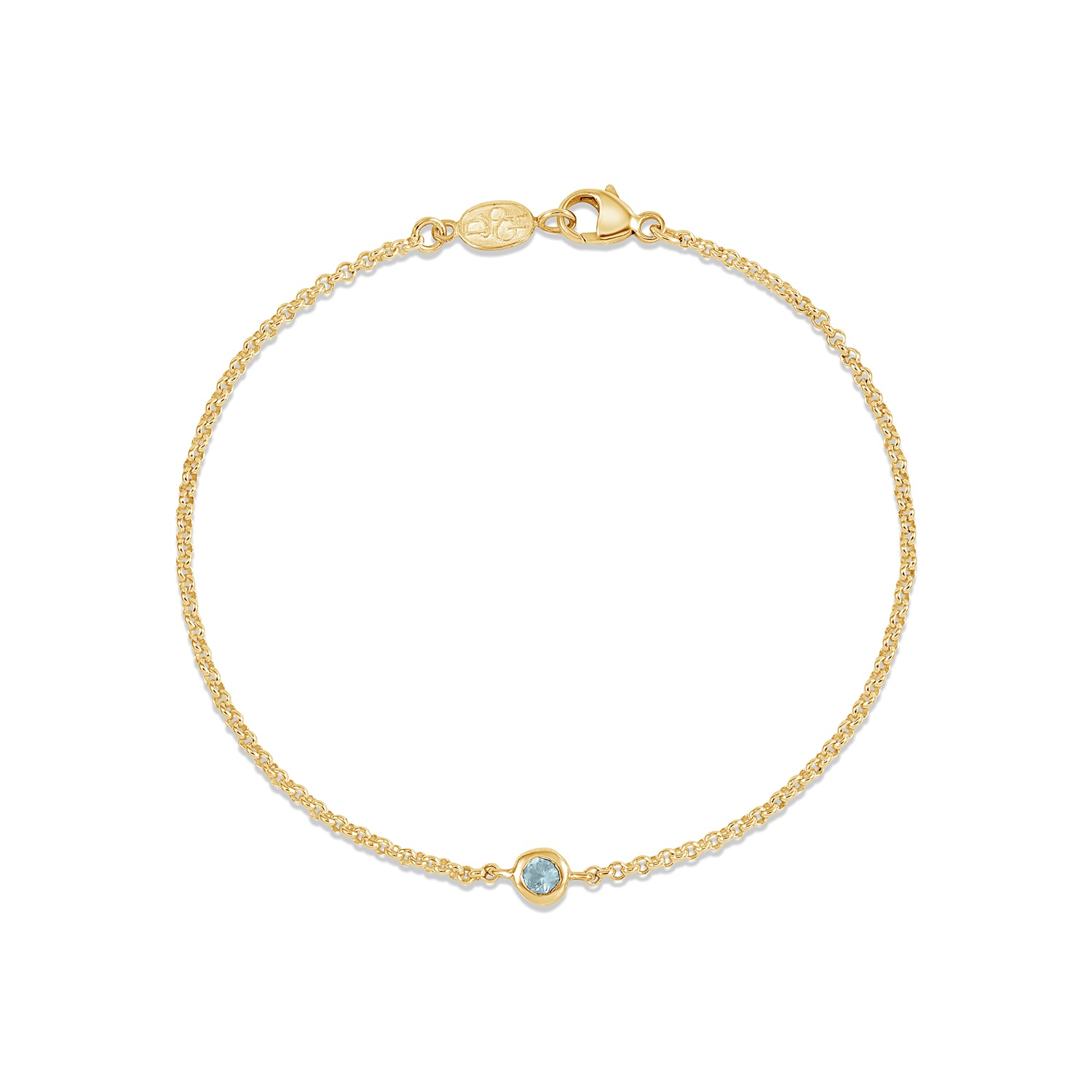 Dower & Hall Single-aquamarine Dewdrop Chain Bracelet In Gold