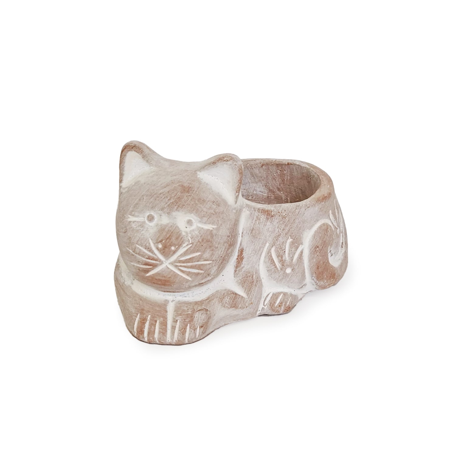 Neutrals Terracotta Tea Light Candle Holder - Cat Korissa