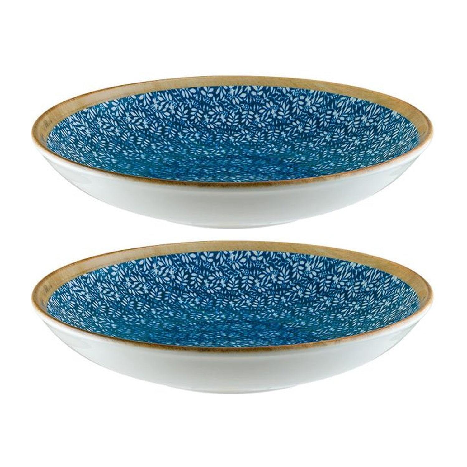 Turgla Home Blue / White Calif Round Decorated Porcelain Entree Bowl Set Of Two