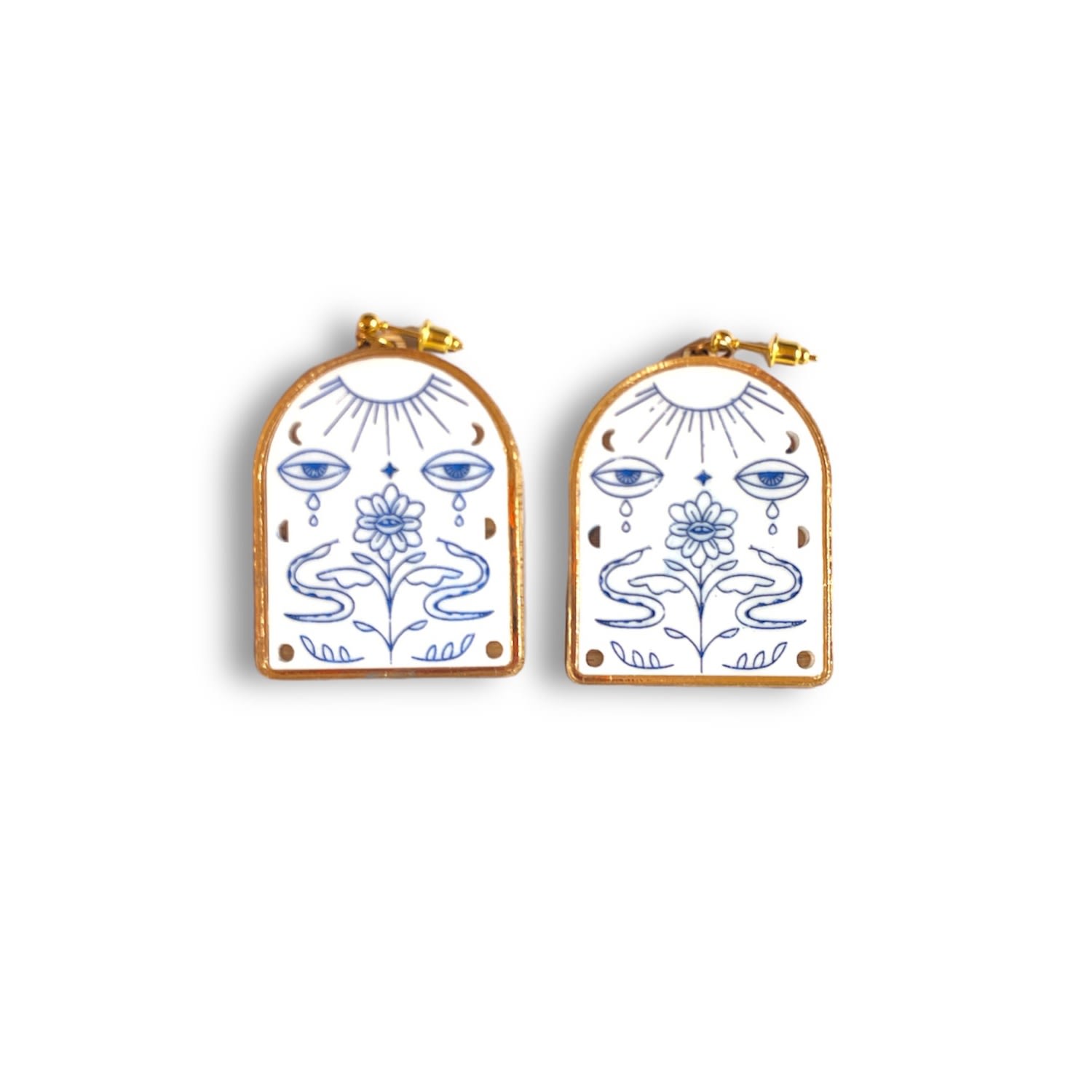 Women’s Blue / White / Gold Eden Earrings Stof Studios