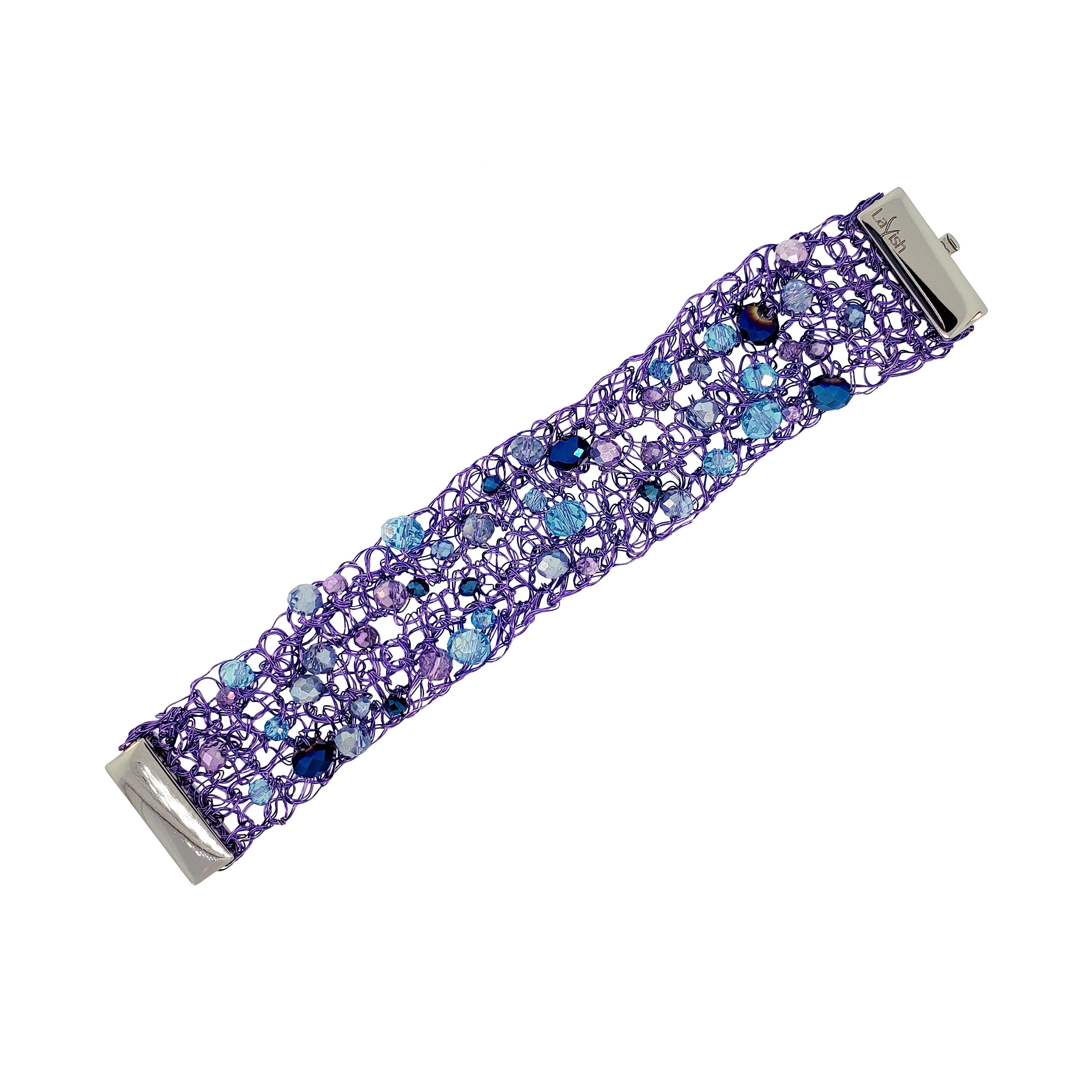 Lavish By Tricia Milaneze Women's Pink / Purple / Blue Neon Purple Mix Aurora Handmade Crochet Bracelet